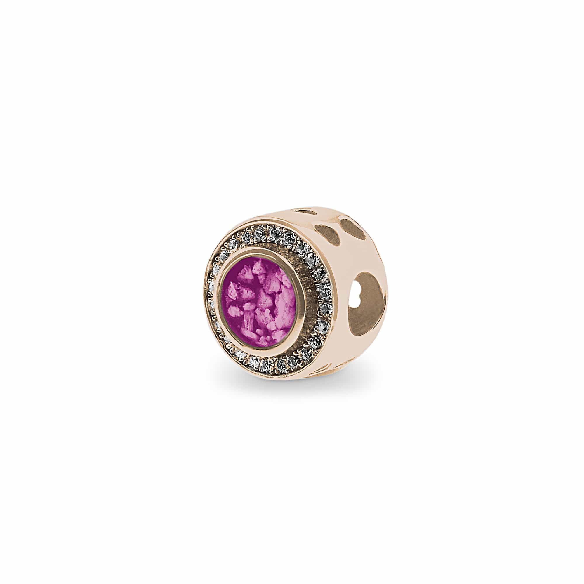 EverWith Admire Memorial Ashes Charm Bead with Fine Crystals - 9k Rose Gold - Pink