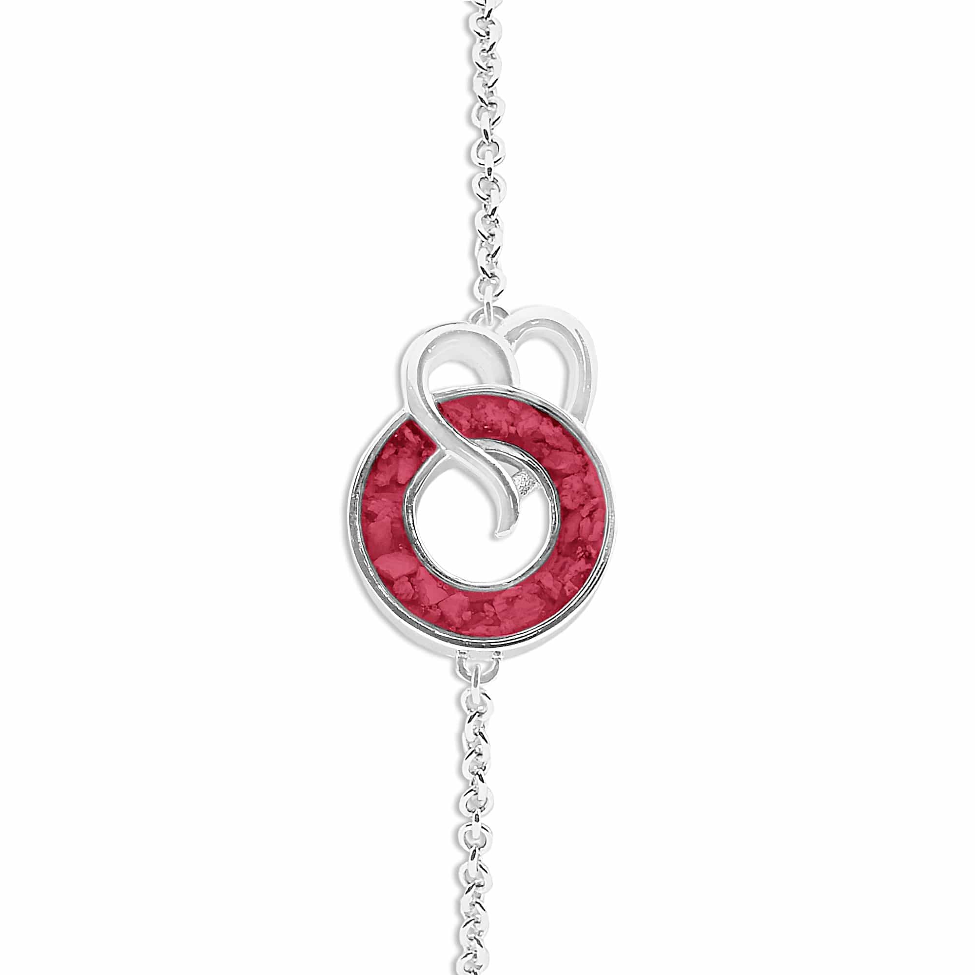 EverWith Ladies Guardian Memorial Ashes Bracelet - Sterling Silver - Red