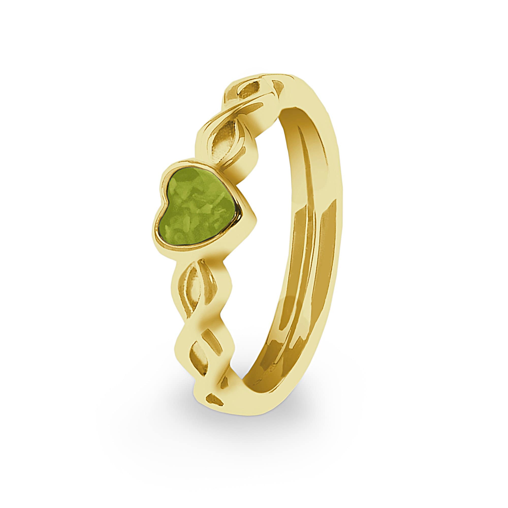 EverWith Ladies Beau Memorial Ashes Ring - 9k Yellow Gold - Green