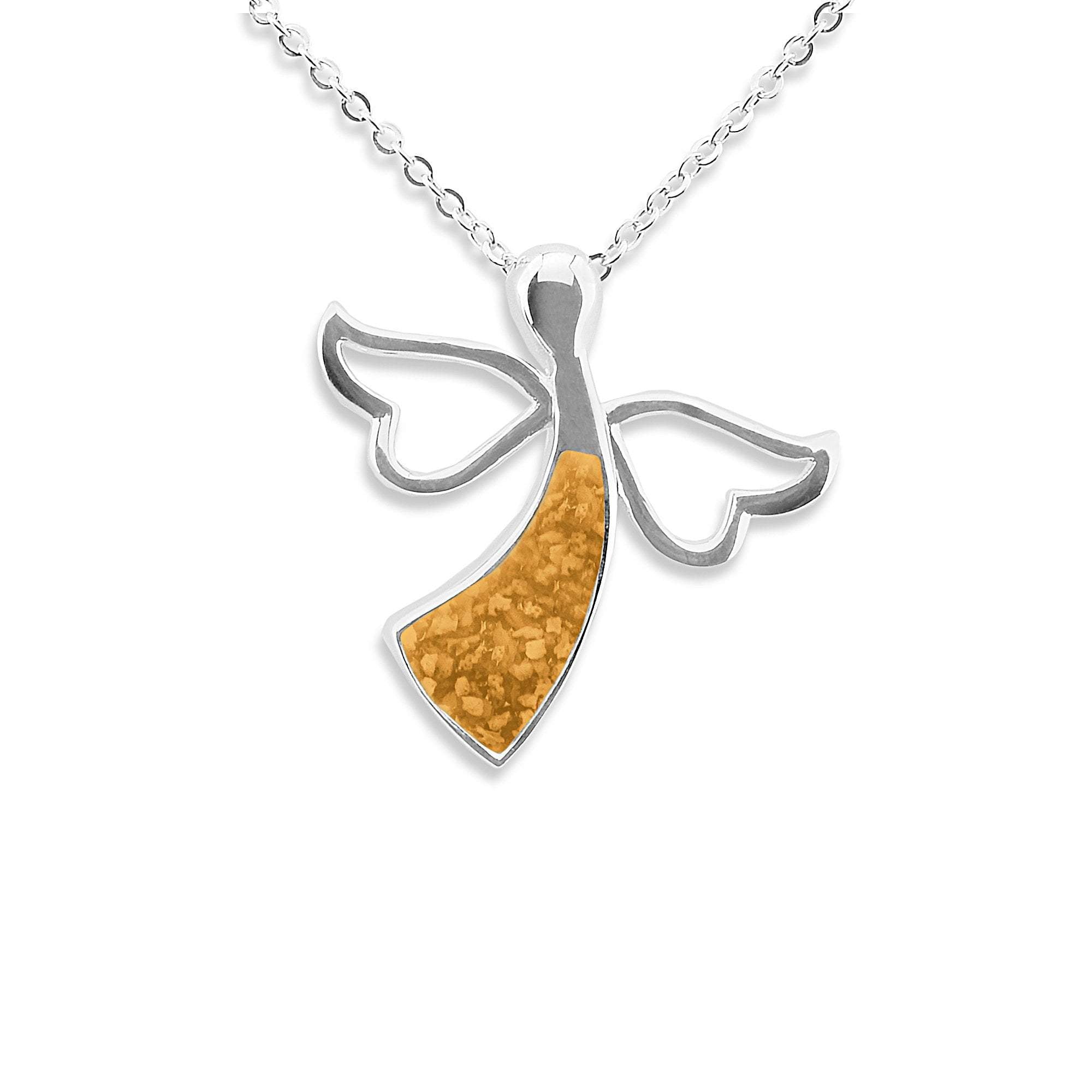 EverWith Ladies Angel Memorial Ashes Pendant - Sterling Silver - Orange