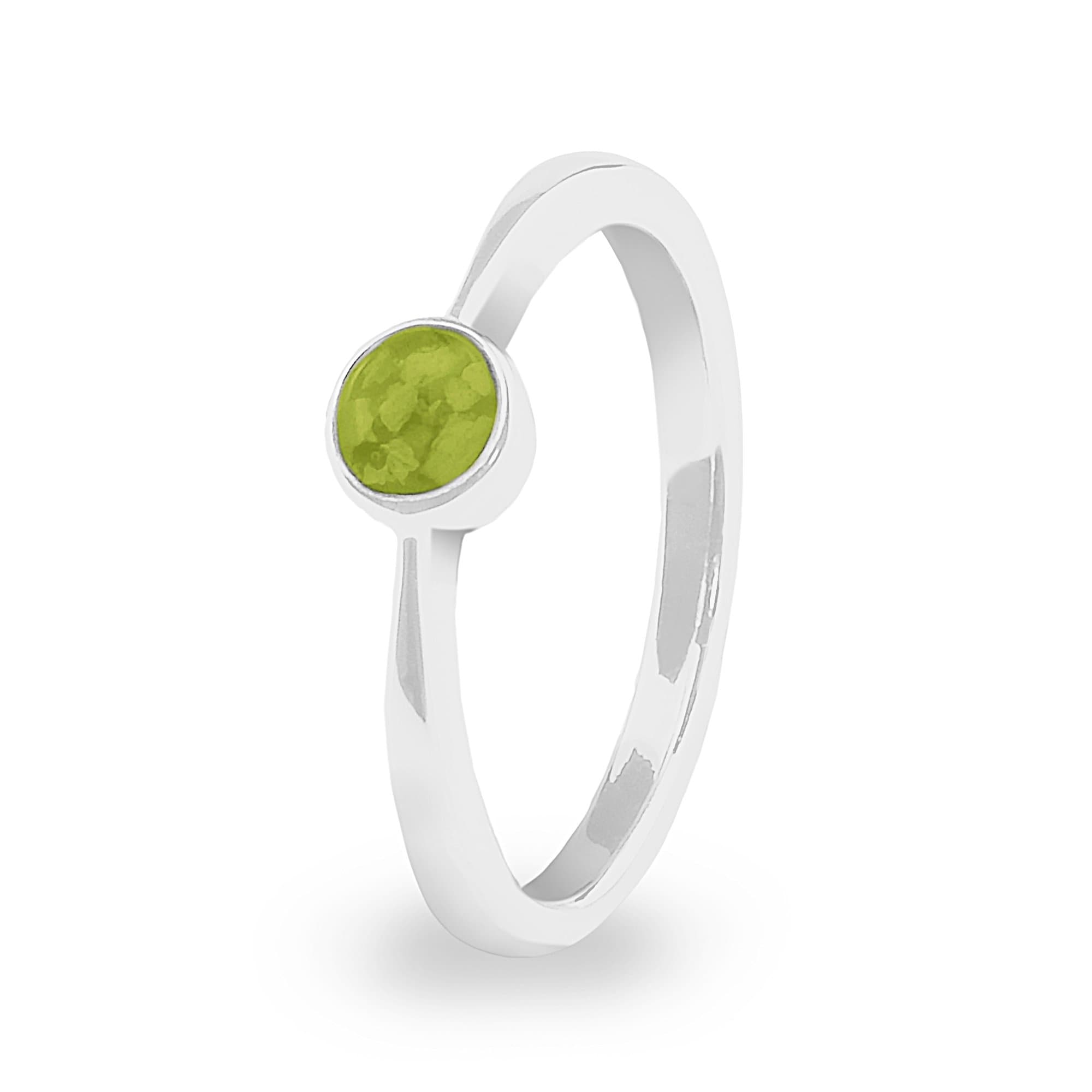 EverWith Ladies Bijou Memorial Ashes Ring - Sterling Silver - Green