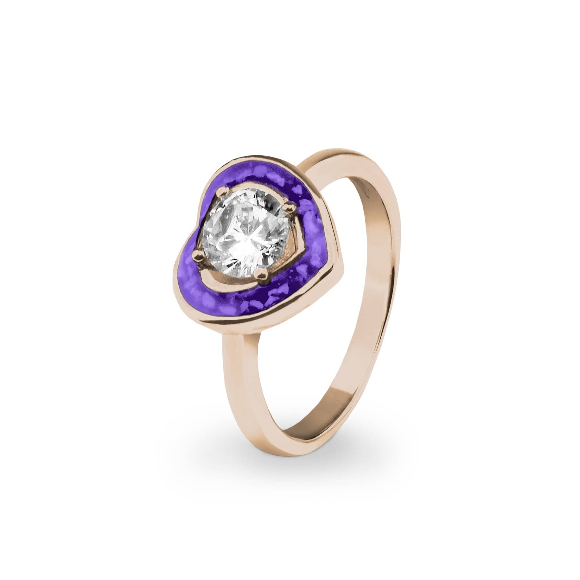 EverWith Ladies Beloved Memorial Ashes Ring with Fine Crystal - 9k Rose Gold - Purple