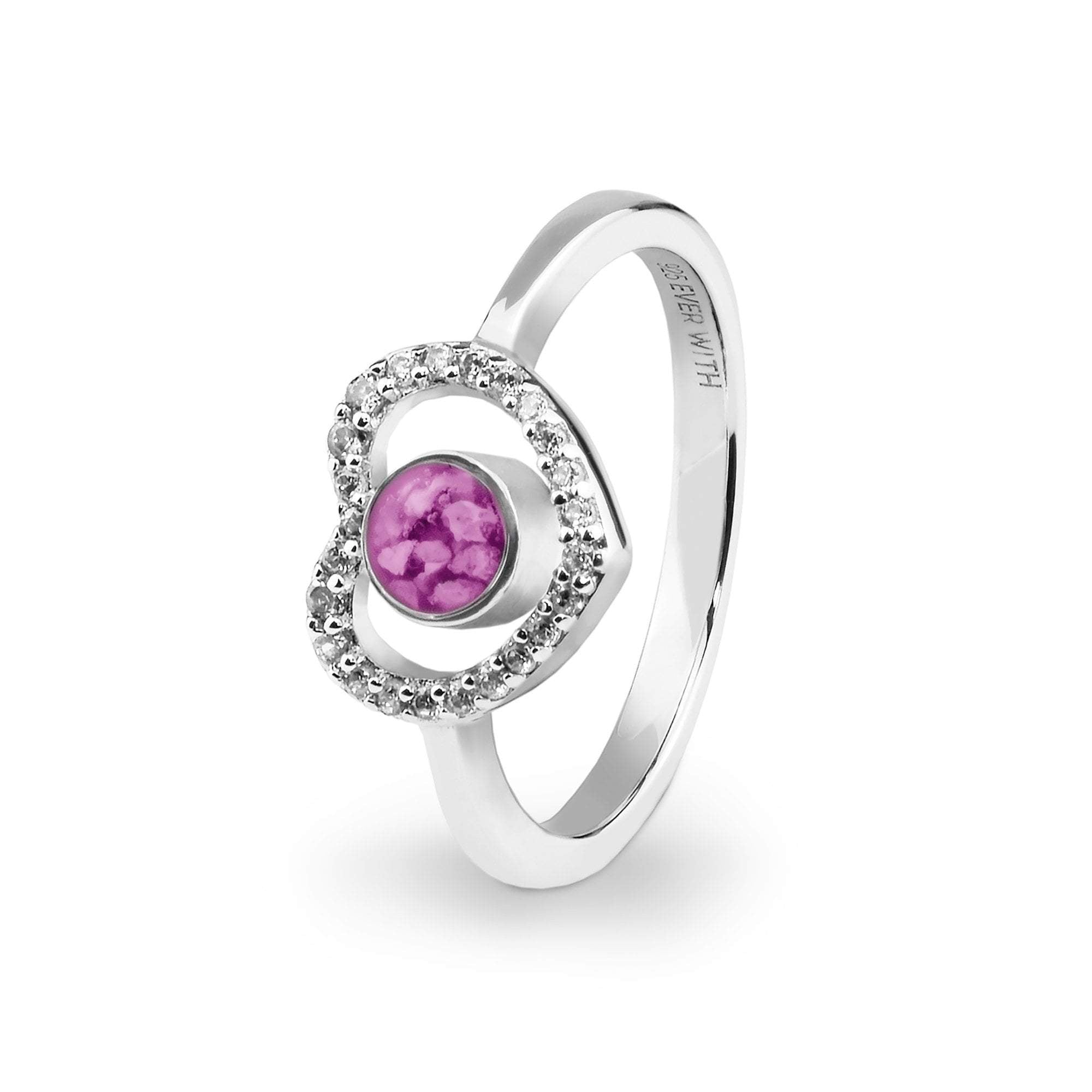 EverWith Ladies Forever Memorial Ashes Ring with Fine Crystals - Sterling Silver - Pink