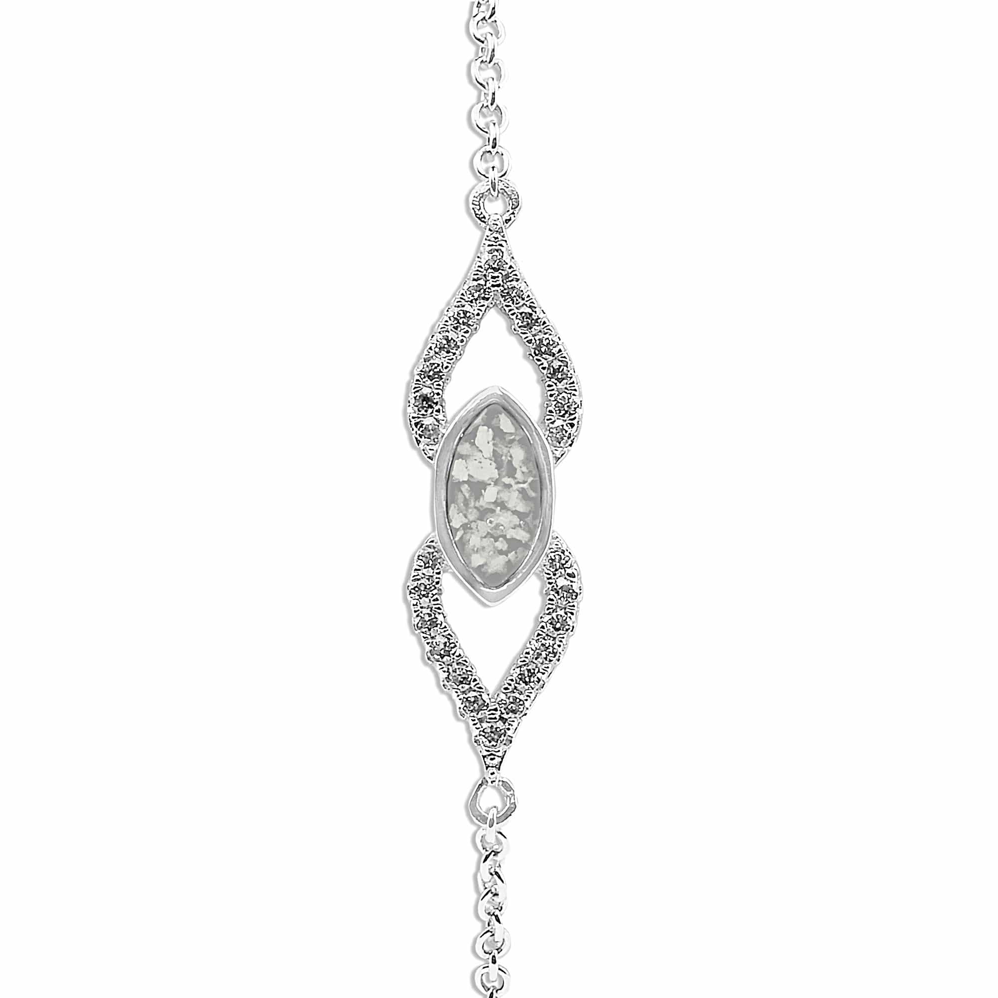 EverWith Ladies Respect Memorial Ashes Bracelet with Fine Crystals - Sterling Silver - White