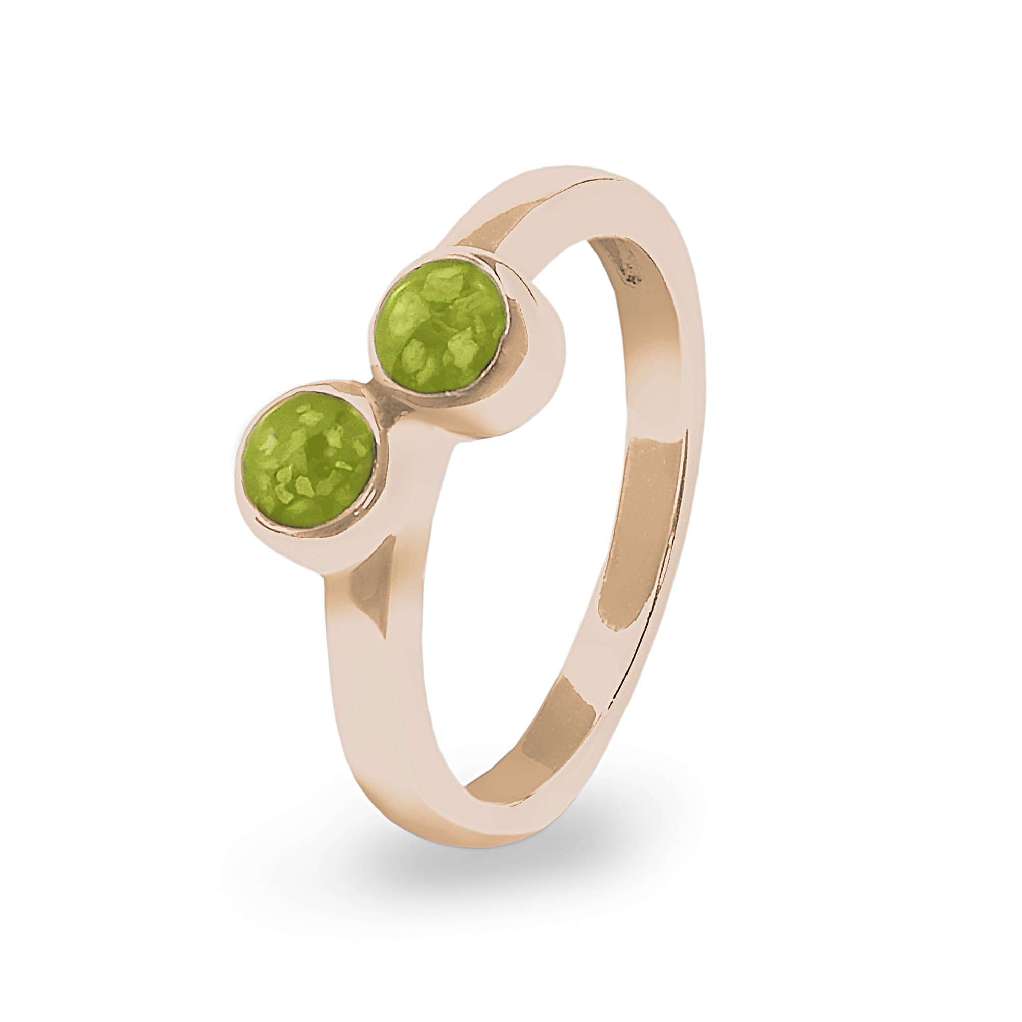 EverWith Ladies Inspire Memorial Ashes Ring - 9k Rose Gold - Green
