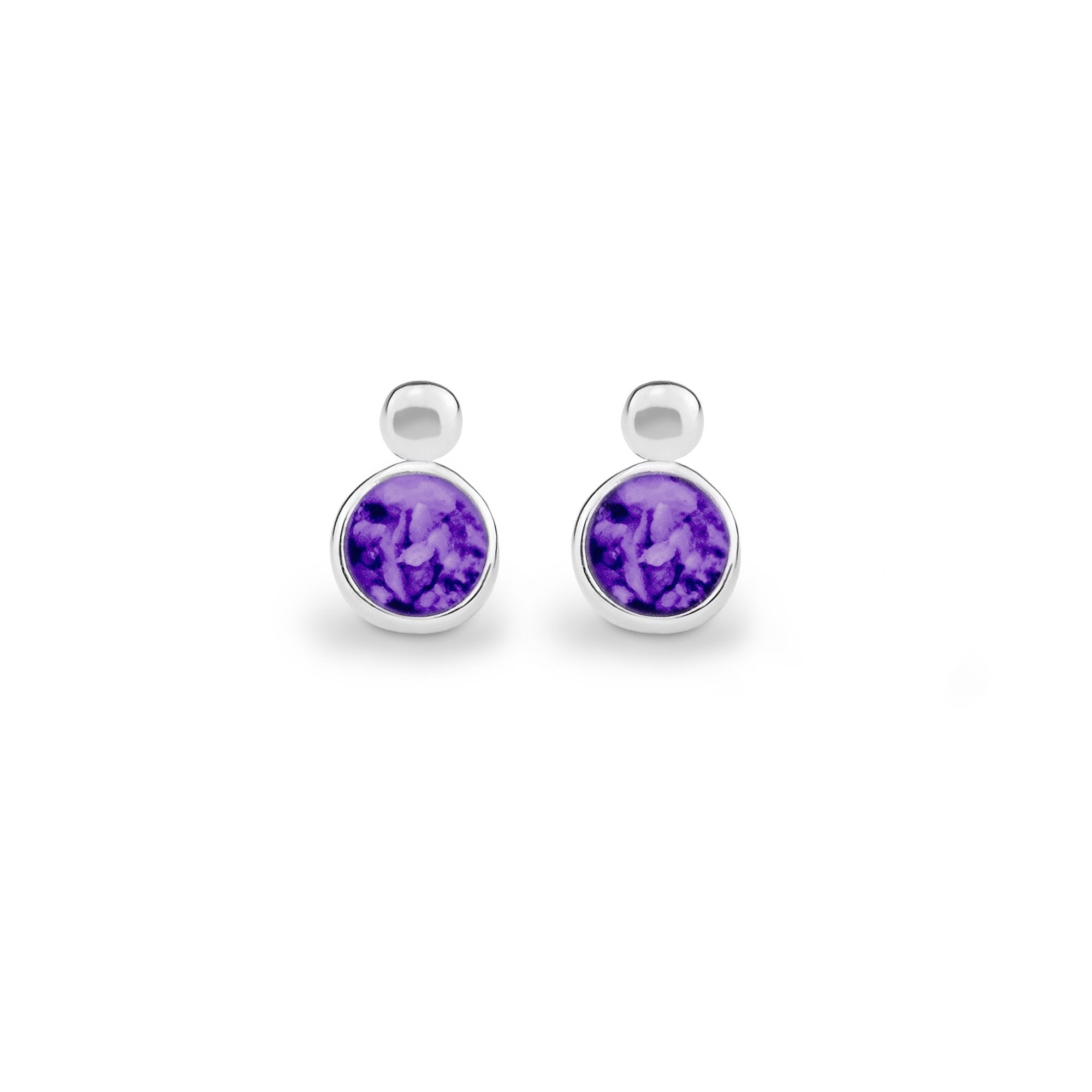 EverWith Delicate Drop Memorial Ashes Earrings - Sterling Silver - Purple