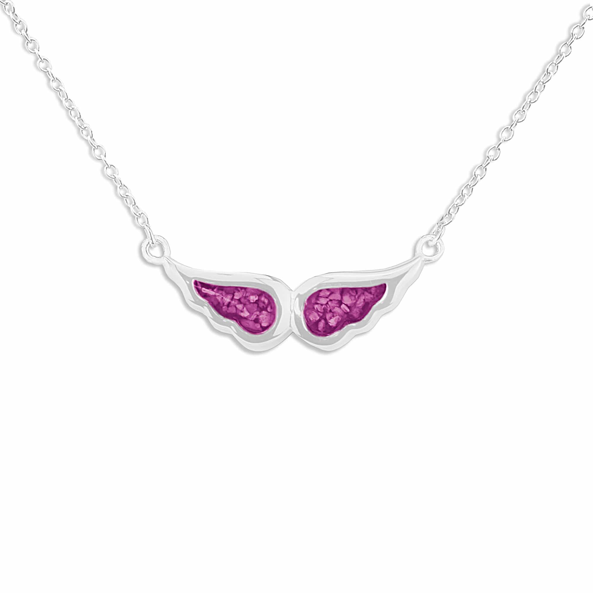 EverWith Ladies Angel Wings Memorial Ashes Necklace - Sterling Silver - Pink