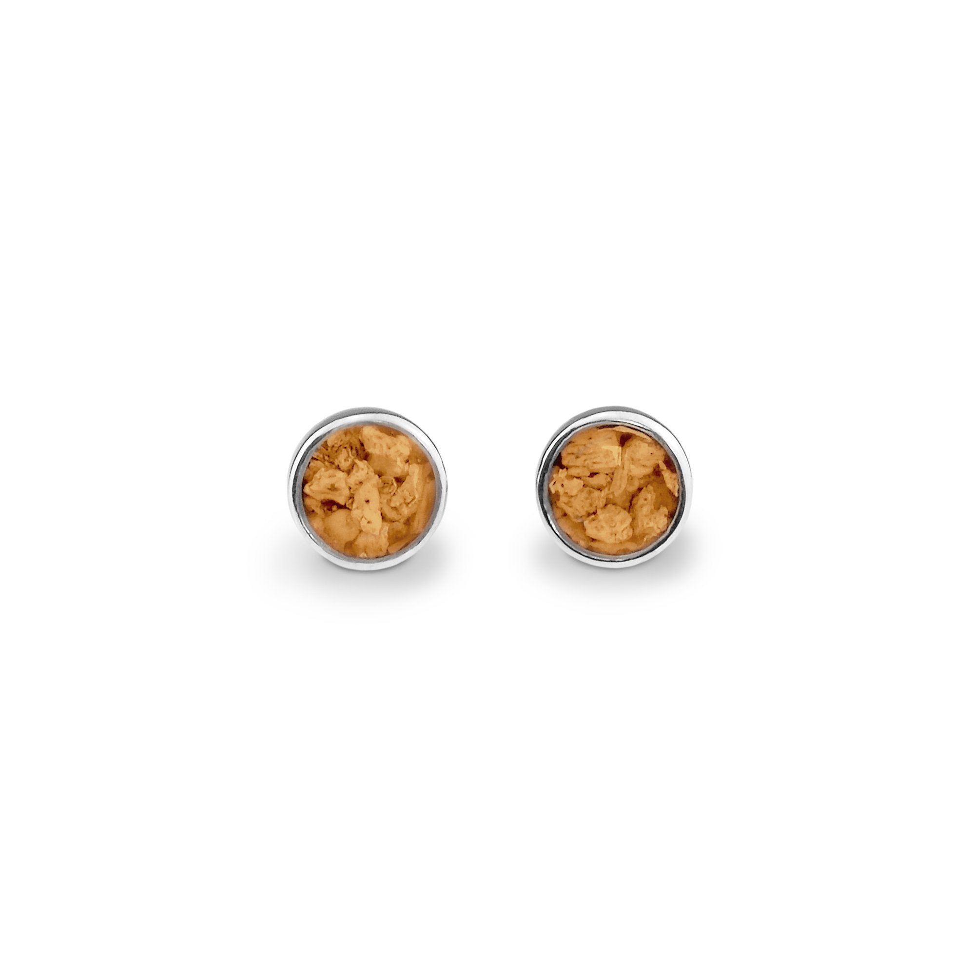 EverWith Ladies Classic Round Memorial Ashes Earrings - Sterling Silver - Orange