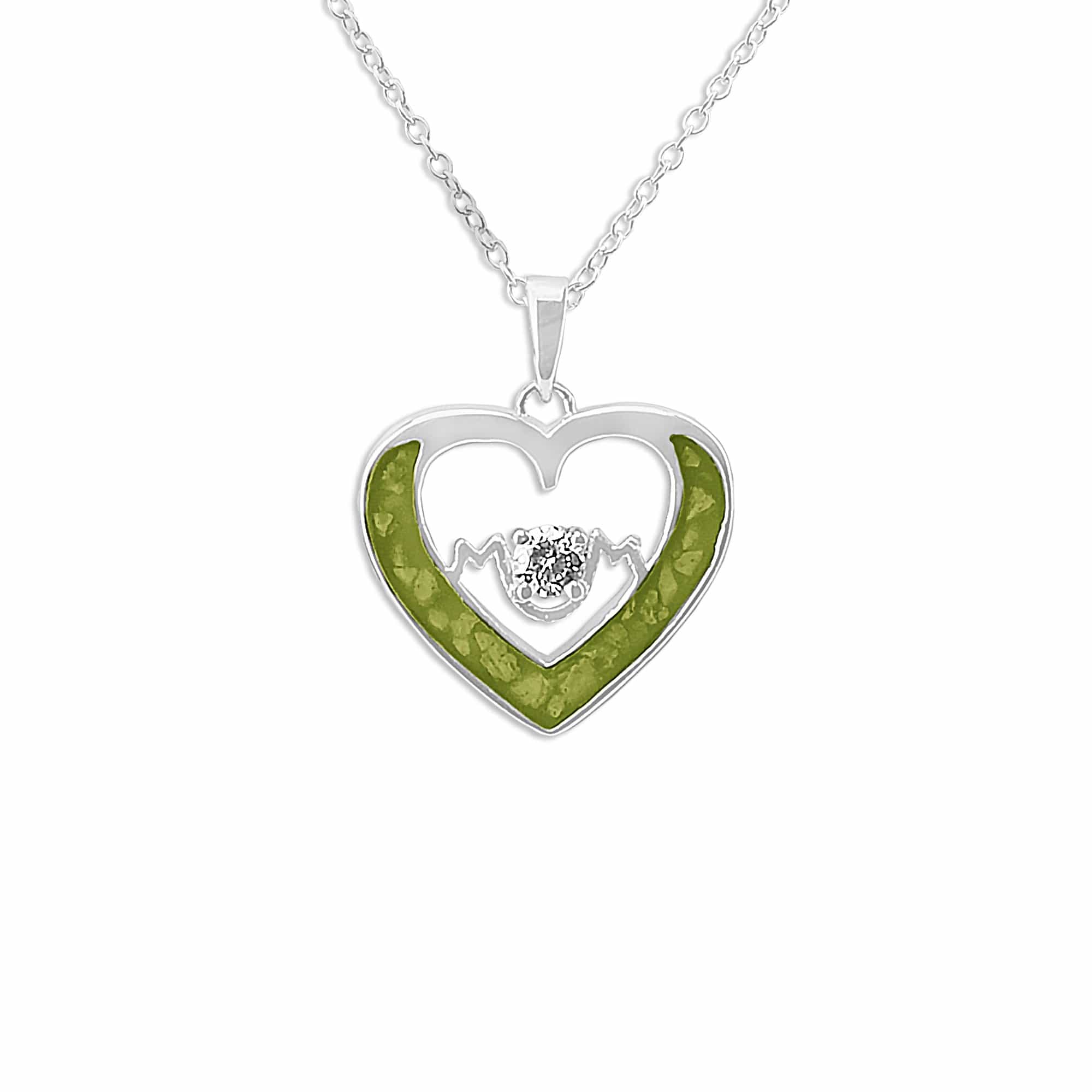 EverWith Ladies Mum Memorial Ashes Pendant with Fine Crystal - Sterling Silver - Green