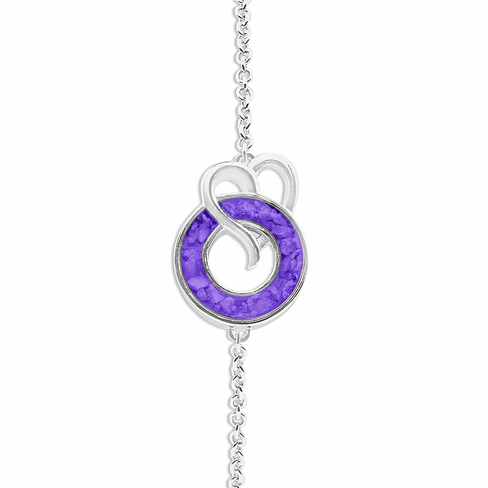 EverWith Ladies Guardian Memorial Ashes Bracelet - Sterling Silver - Purple