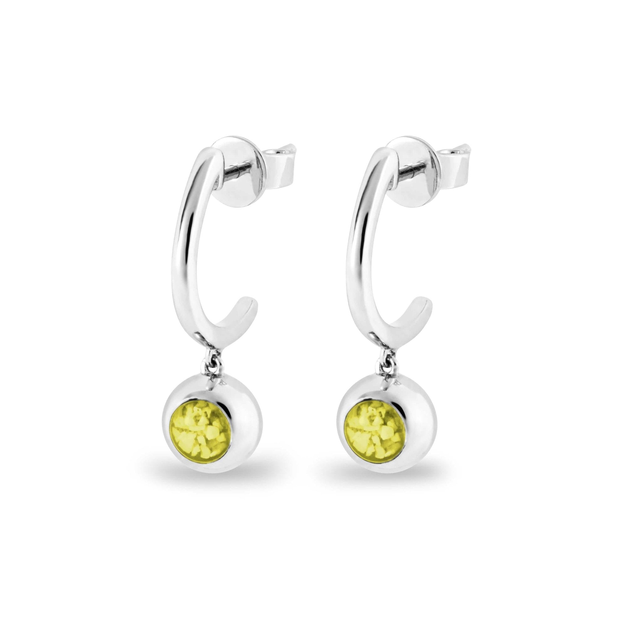EverWith Ladies Rondure Crescent Memorial Ashes Earrings - Sterling Silver - Yellow
