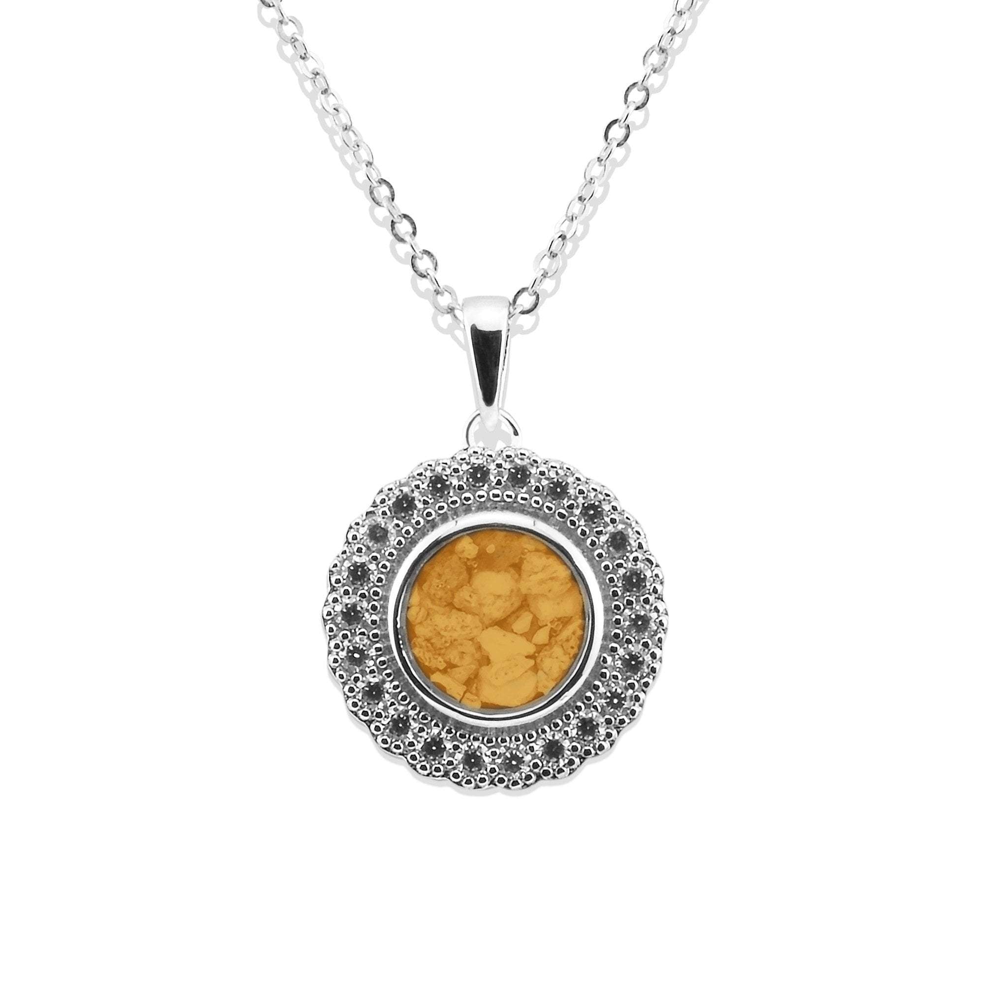 EverWith Ladies Petals Memorial Ashes Pendant with Fine Crystals - Sterling Silver - Orange