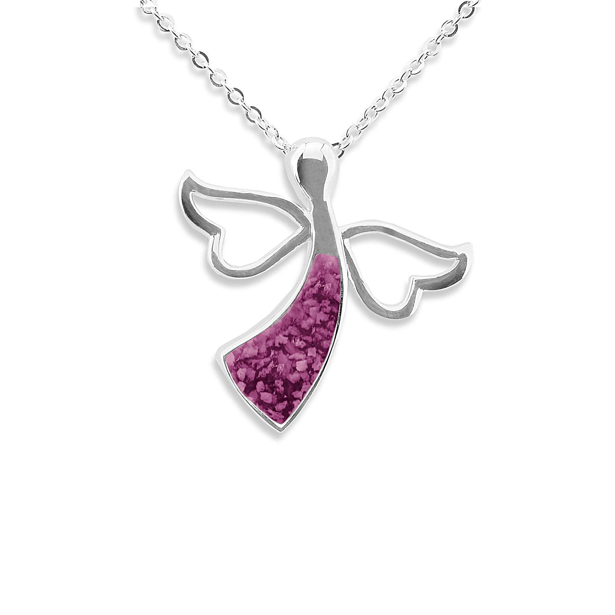 EverWith Ladies Angel Memorial Ashes Pendant - Sterling Silver - Violet