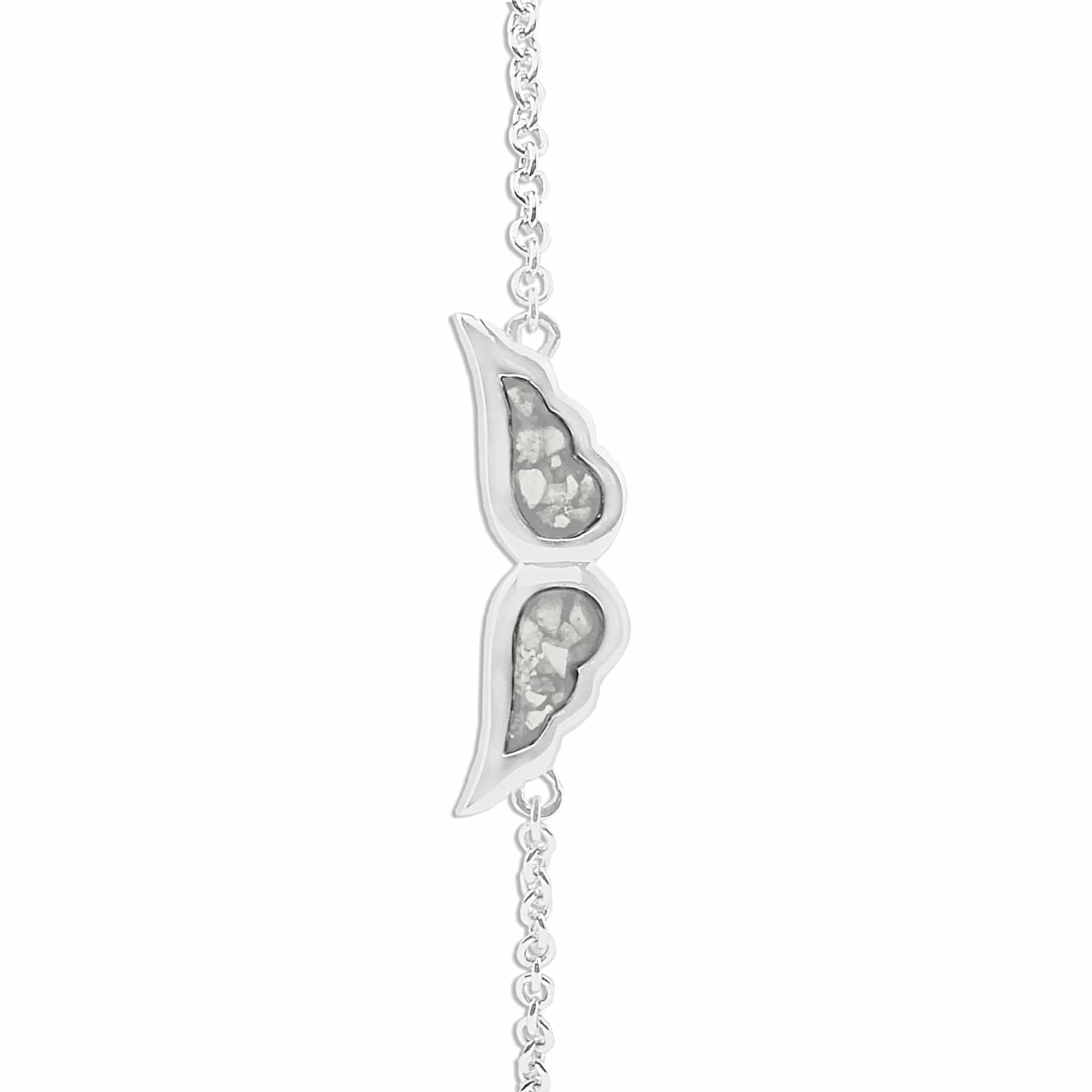 EverWith Ladies Angel Wings Memorial Ashes Bracelet - Sterling Silver - White