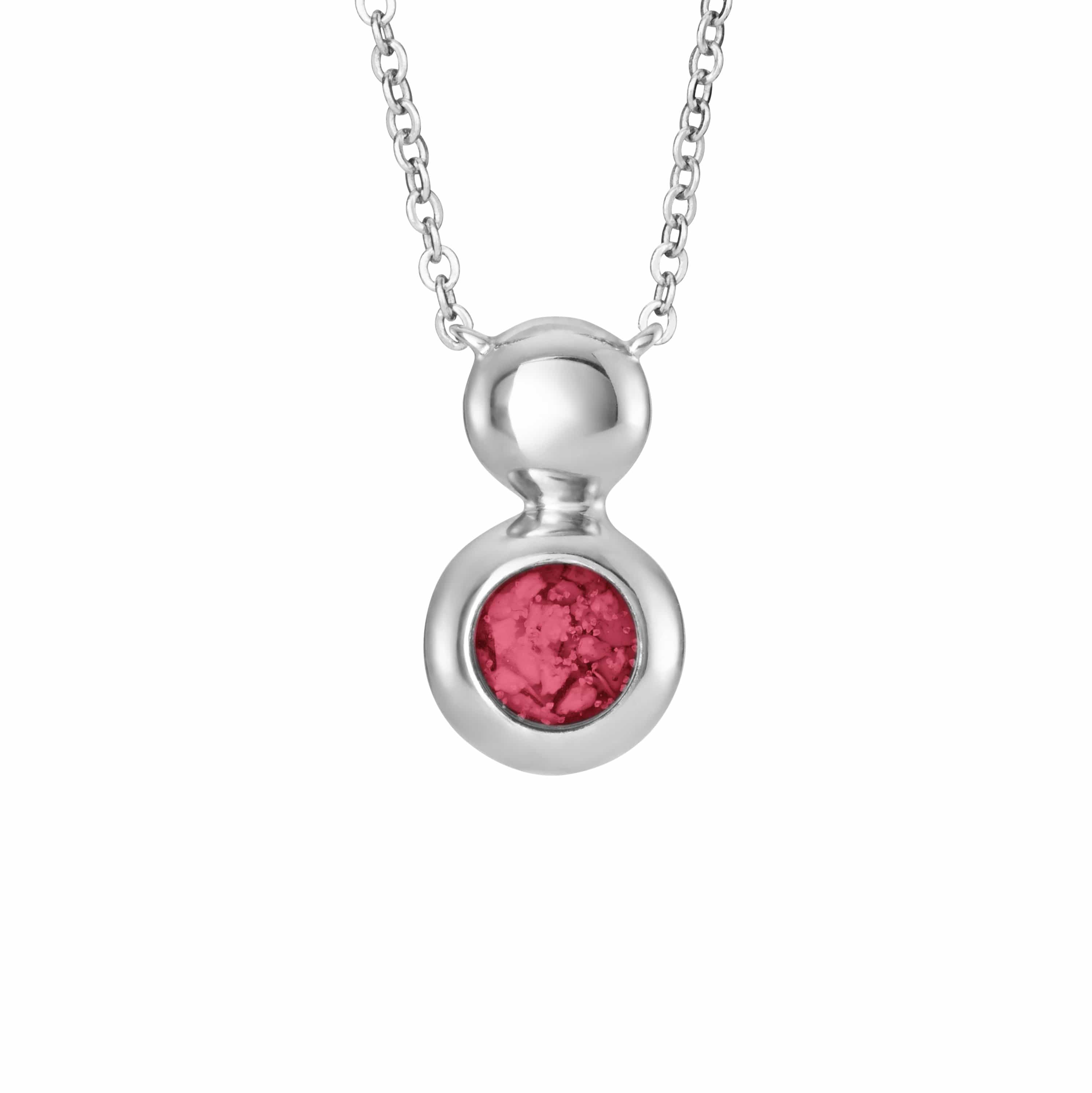 EverWith Ladies Rondure Drop Memorial Ashes Necklace - Sterling Silver - Red