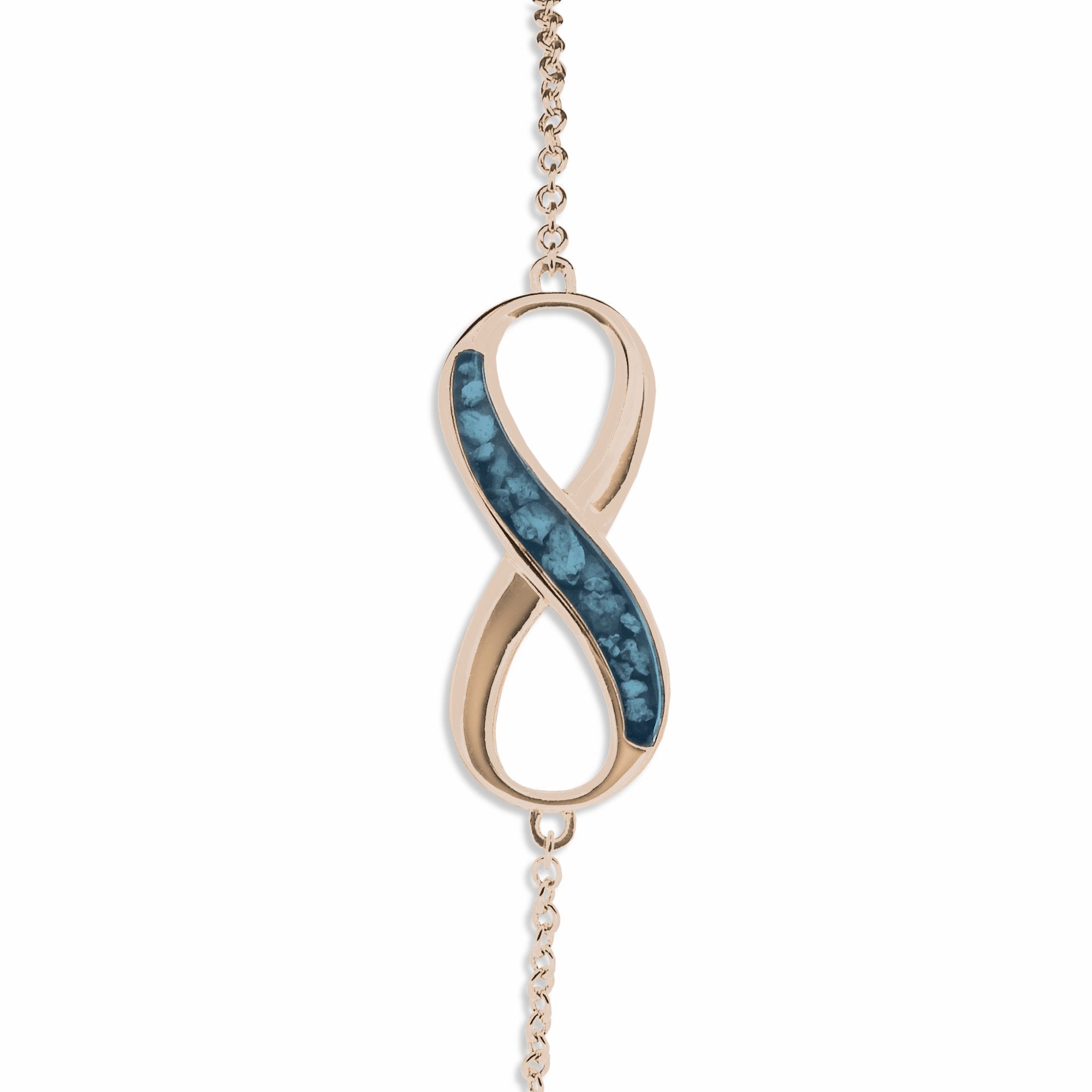 EverWith Ladies Infinity Memorial Ashes Bracelet - 9k Rose Gold - Blue