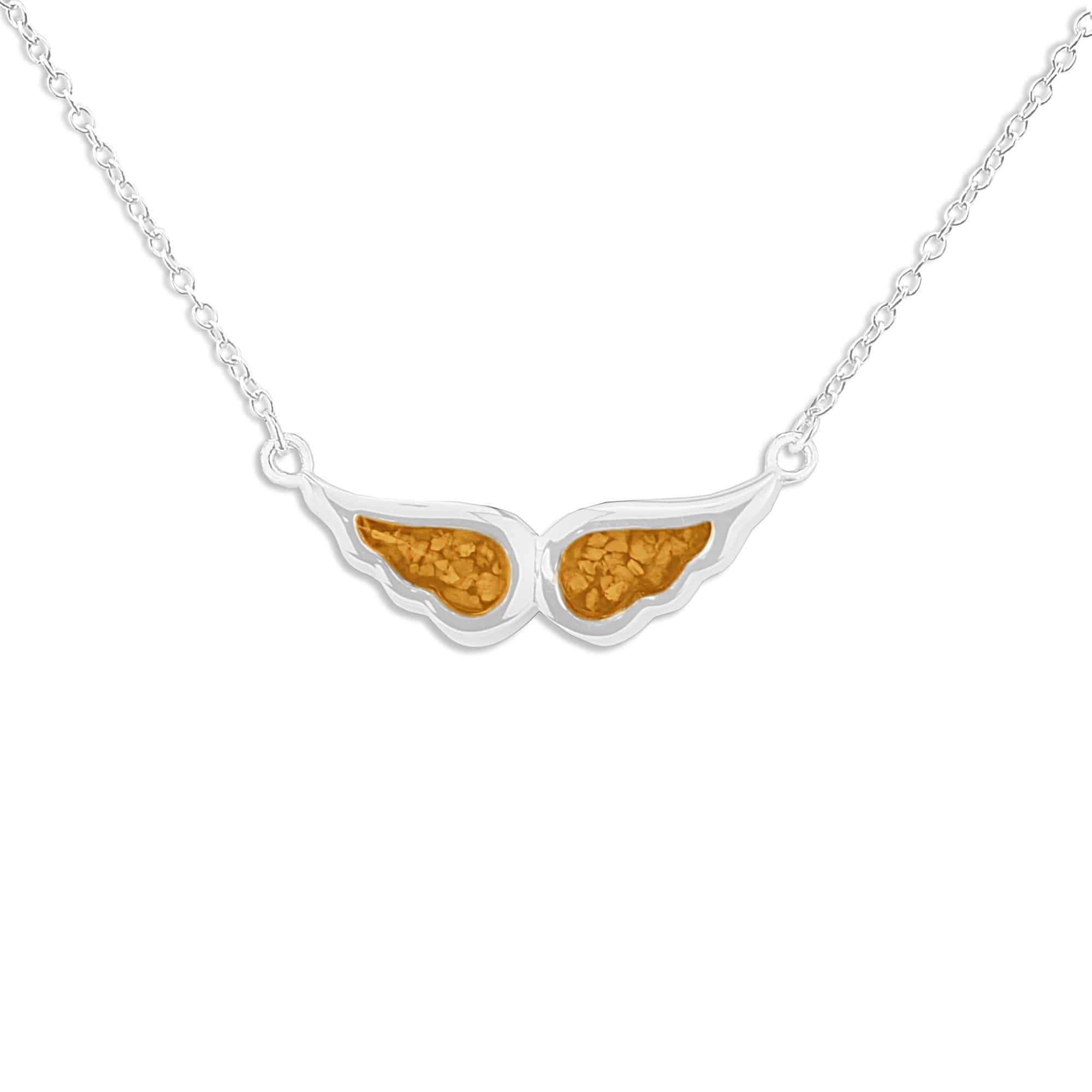 EverWith Ladies Angel Wings Memorial Ashes Necklace - Sterling Silver - Orange