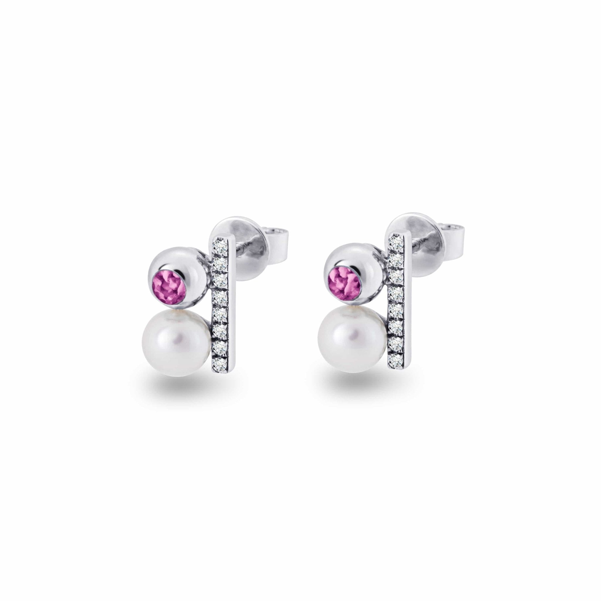 EverWith Ladies Rondure Opulence Memorial Ashes Earrings - Sterling Silver - Pink