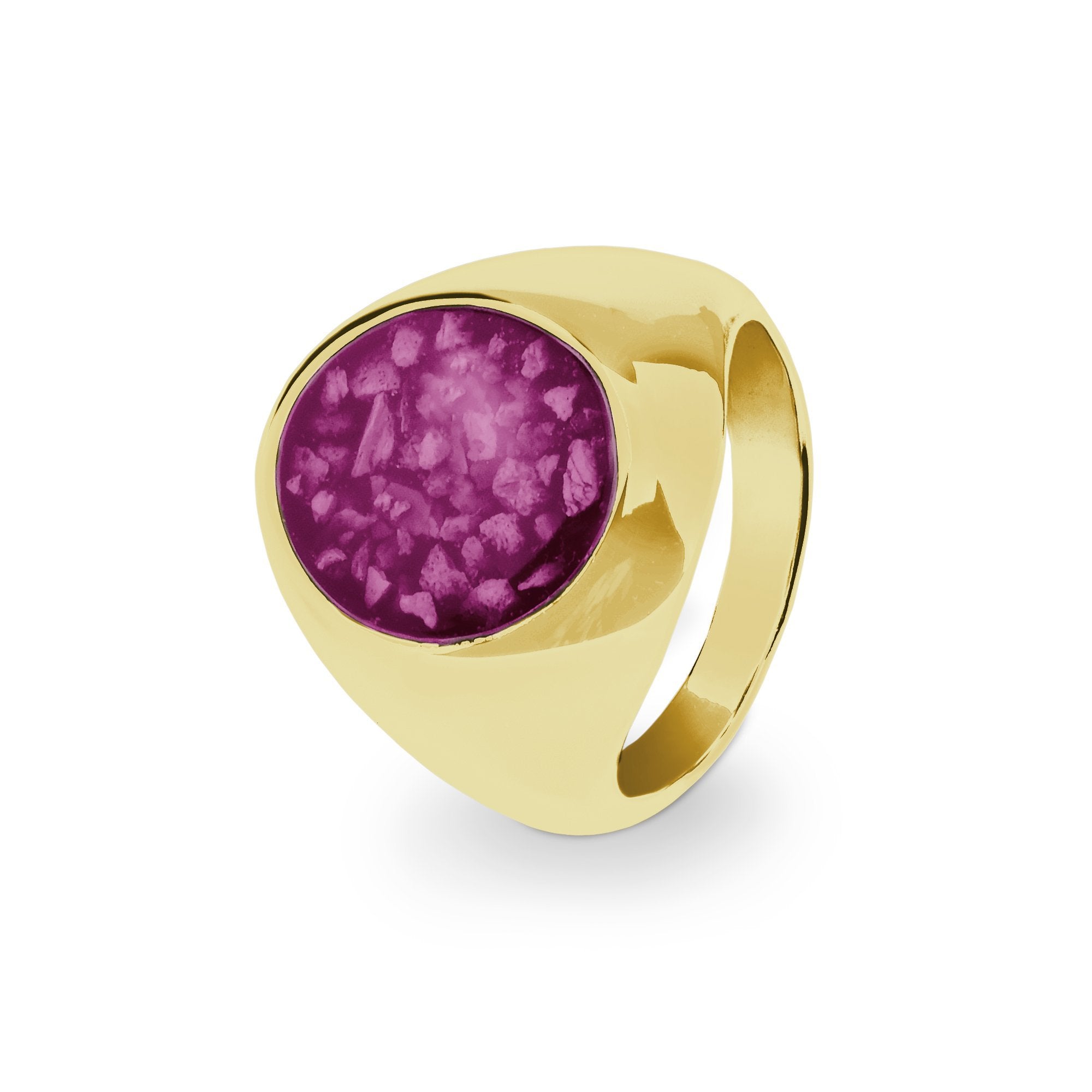 EverWith Gents Signet Memorial Ashes Ring - 9k Yellow Gold - Violet