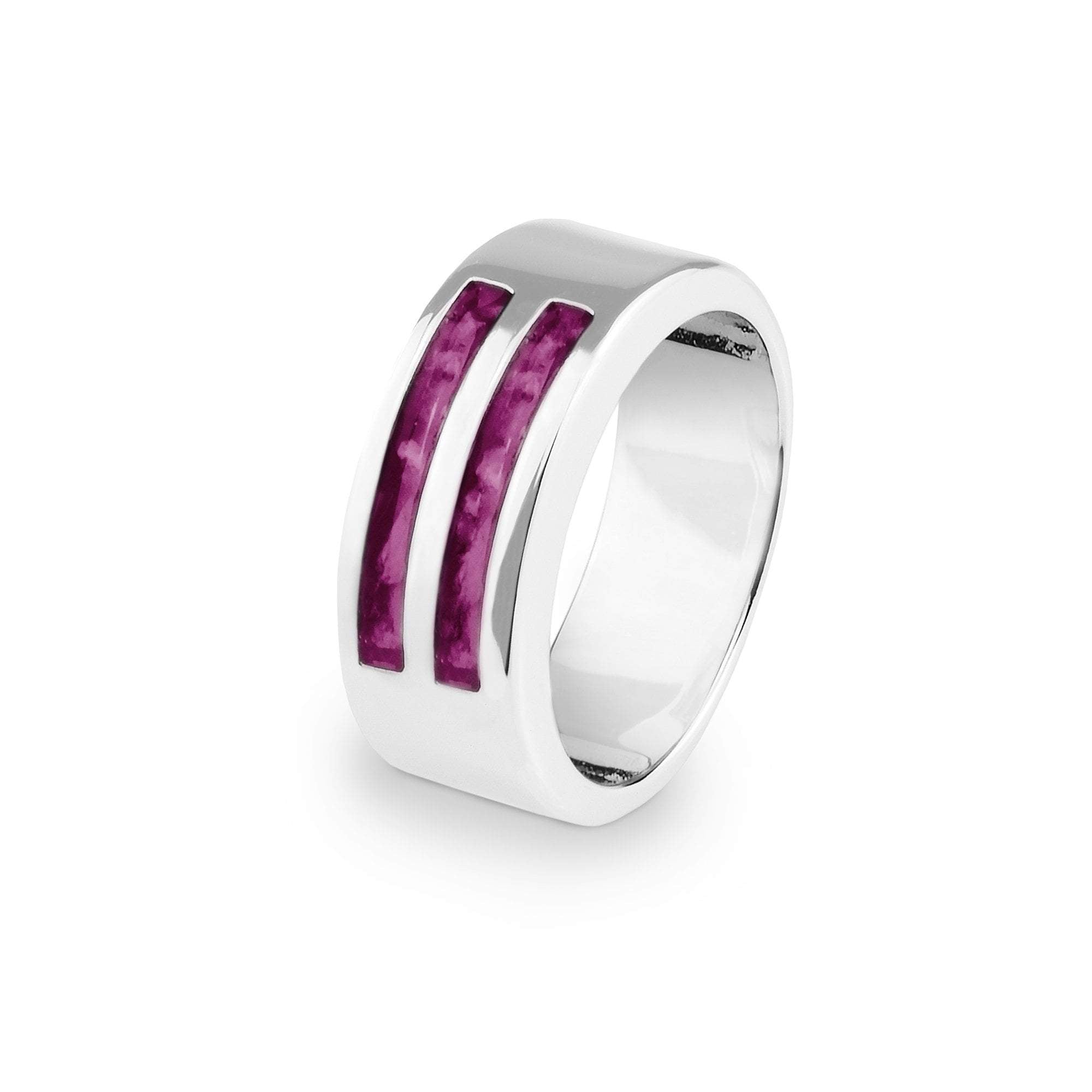 EverWith Gents Traditional Memorial Ashes Ring - 9k White Gold - Violet