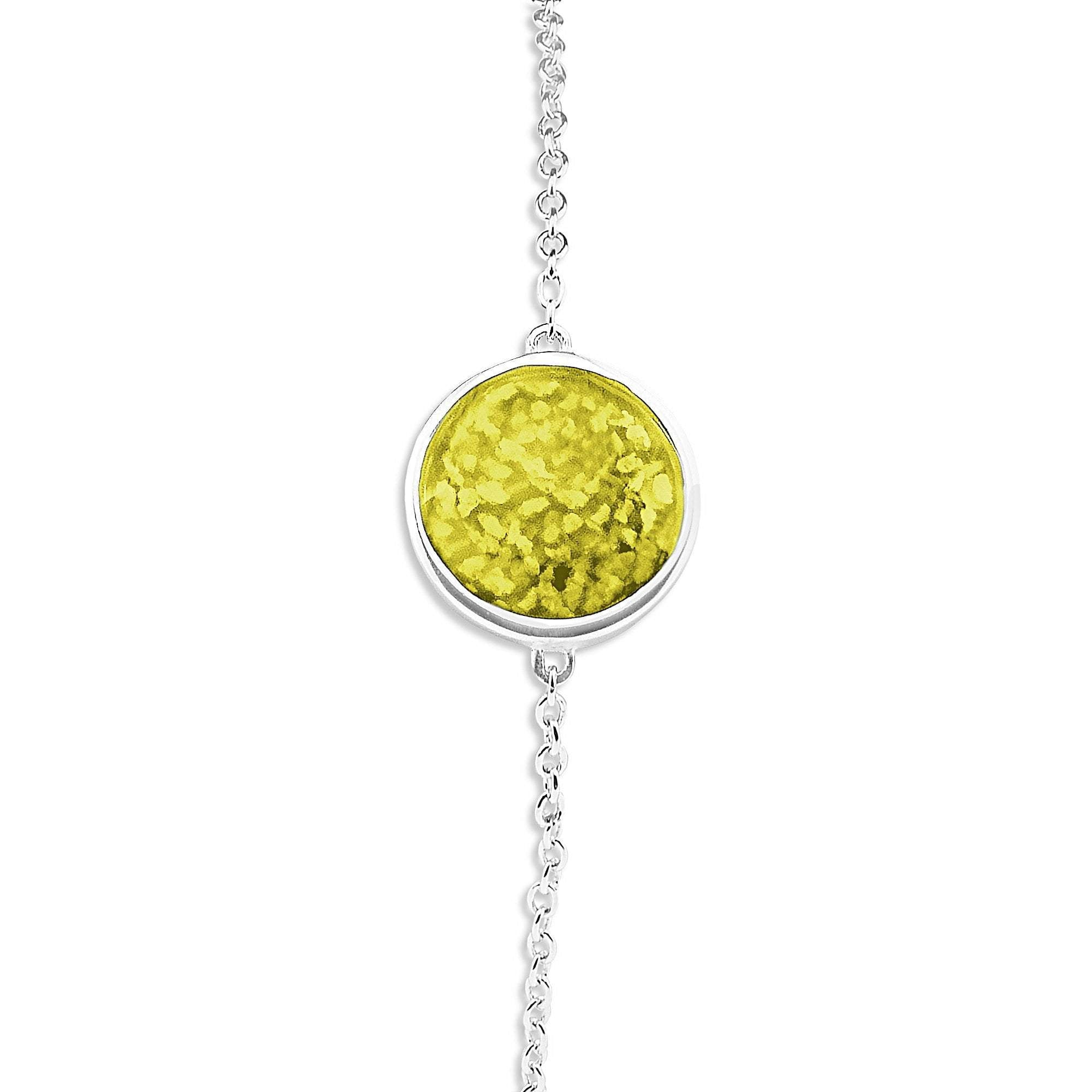 EverWith Ladies Classic Round Memorial Ashes Bracelet - Sterling Silver - Yellow
