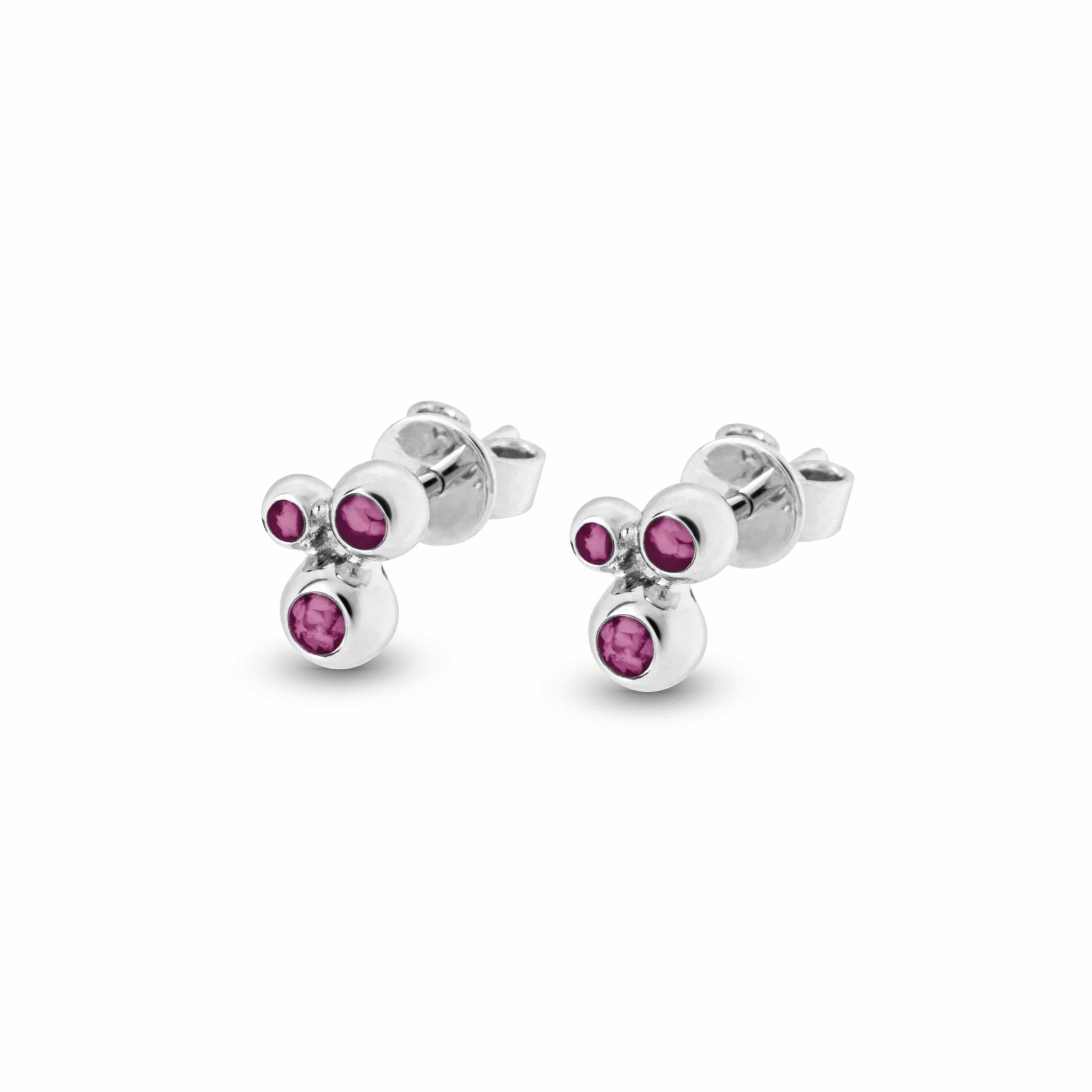 EverWith Ladies Rondure Array Triple Memorial Ashes Earrings - Sterling Silver - Violet
