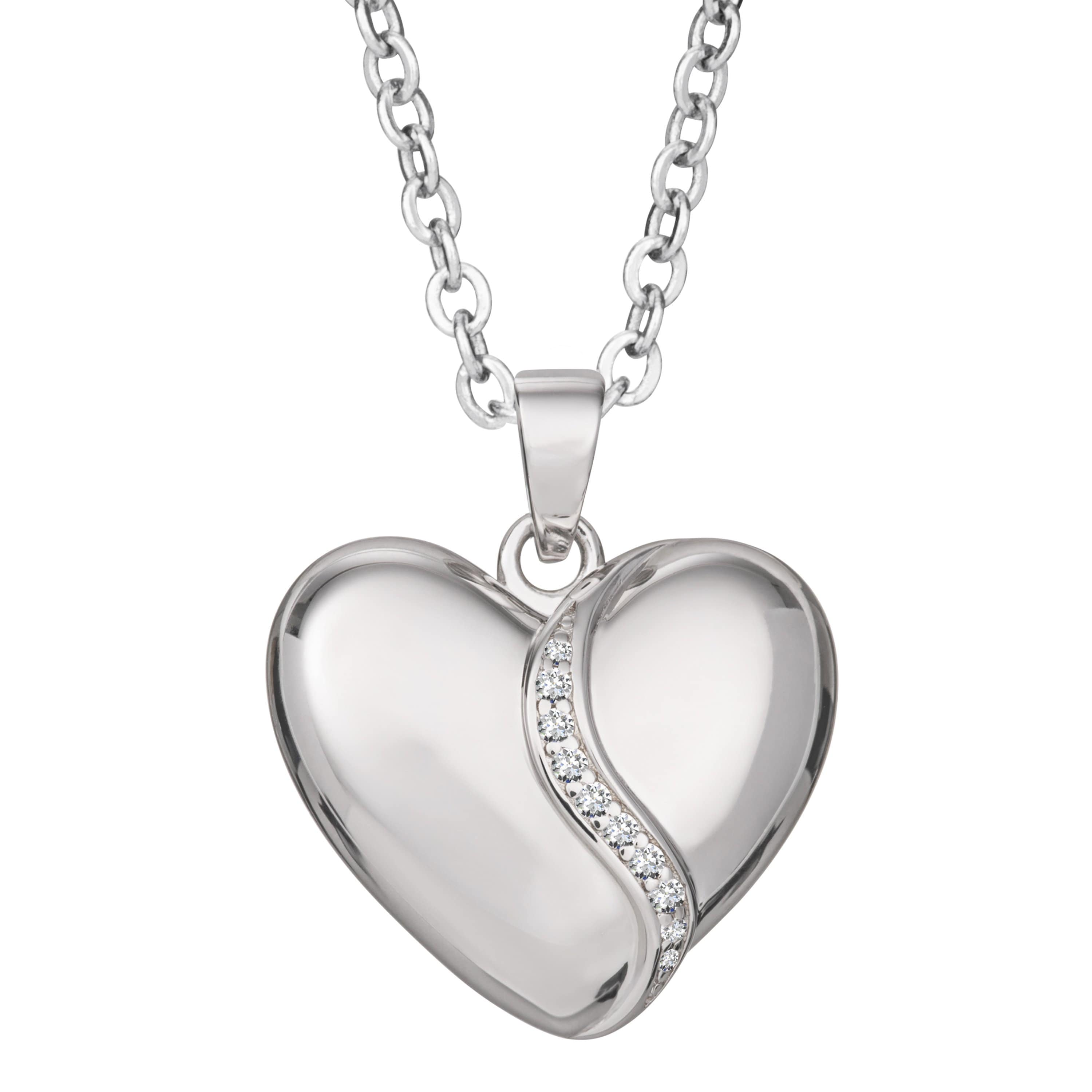 EW-SFP-1118 - EverWith Self-fill Heart Shaped Memorial Ashes Pendant with Crystals - Gold