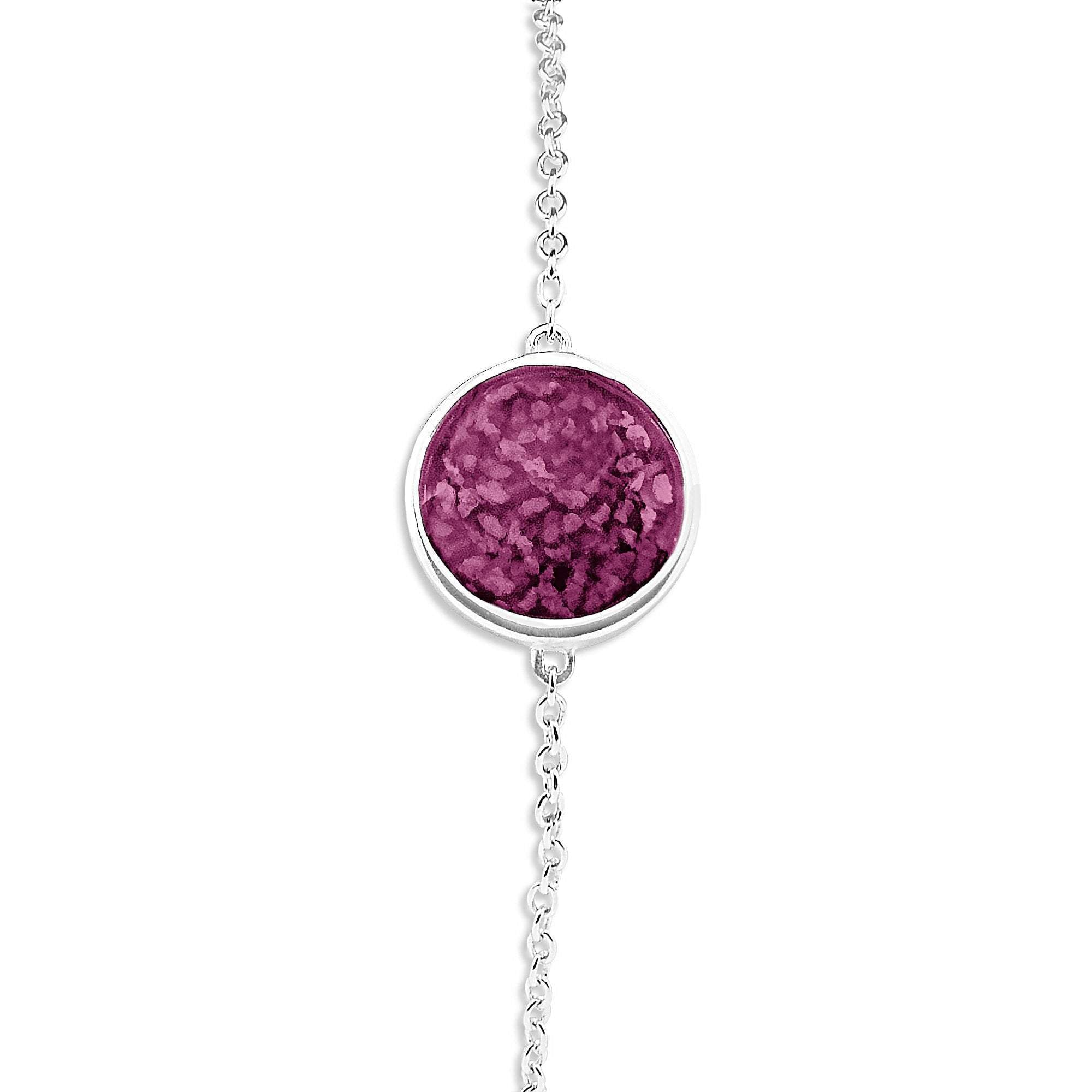 EverWith Ladies Classic Round Memorial Ashes Bracelet - Sterling Silver - Violet