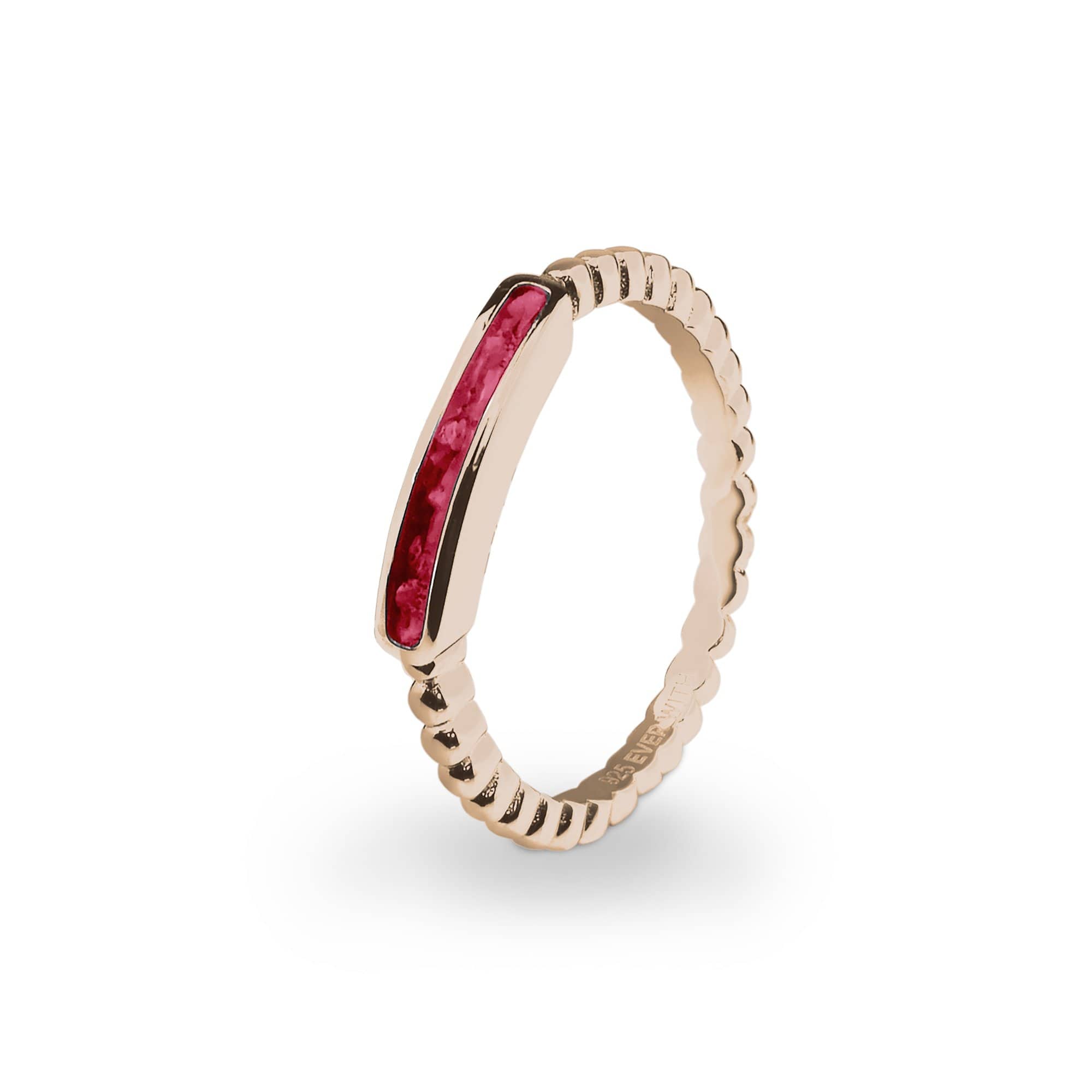 EverWith Ladies Channel Bubble Band Memorial Ashes Ring - 9k Rose Gold - Red