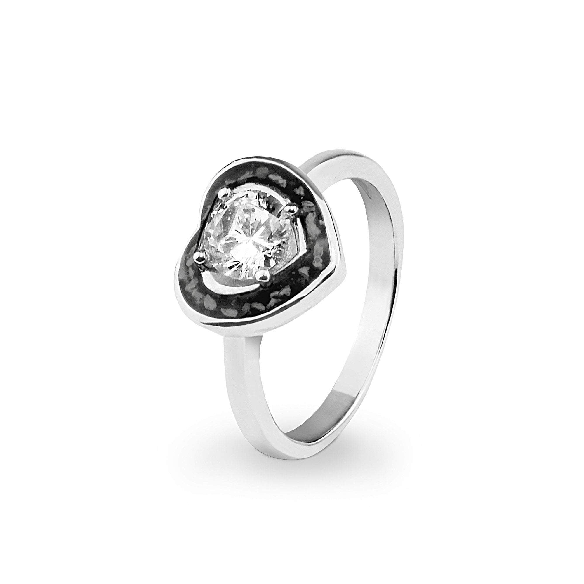 EverWith Ladies Beloved Memorial Ashes Ring with Fine Crystal - Sterling Silver - Black