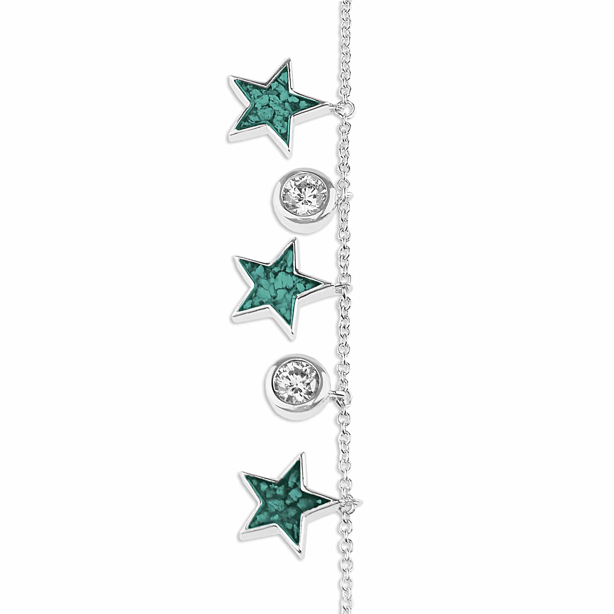 EverWith Ladies Galaxy Memorial Ashes Bracelet with Fine Crystals - Sterling Silver - Aqua