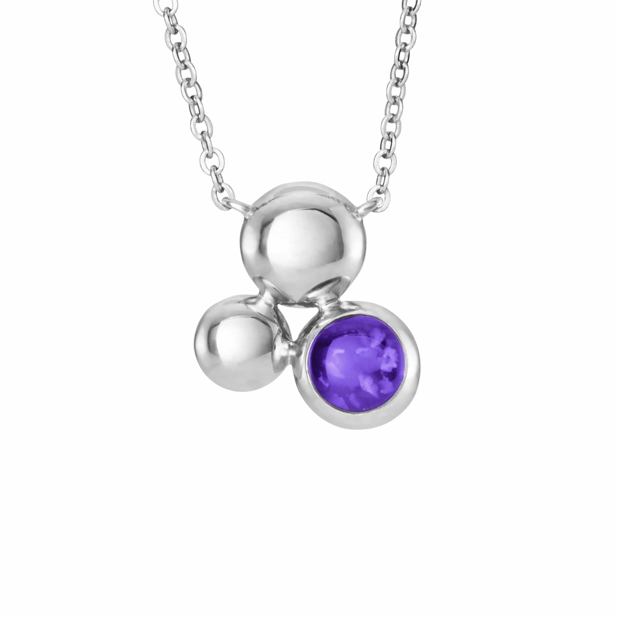 EverWith Ladies Rondure Array Memorial Ashes Necklace - Sterling Silver - Purple