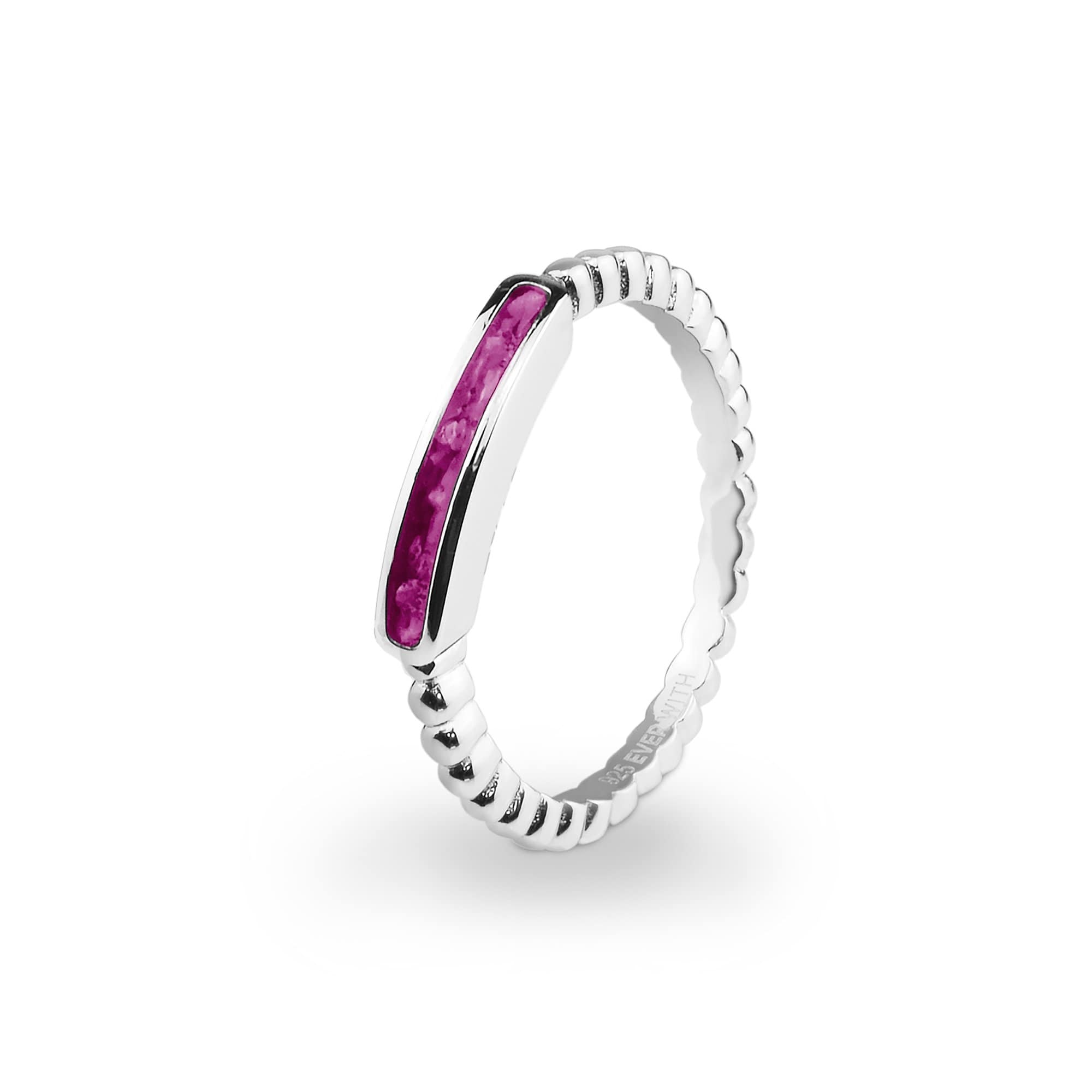 EverWith Ladies Channel Bubble Band Memorial Ashes Ring - Sterling Silver - Violet