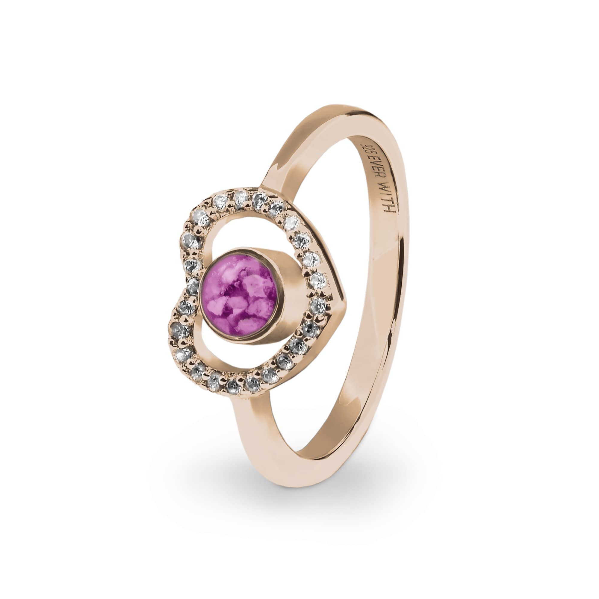 EverWith Ladies Forever Memorial Ashes Ring with Fine Crystals - 9k Rose Gold - Pink