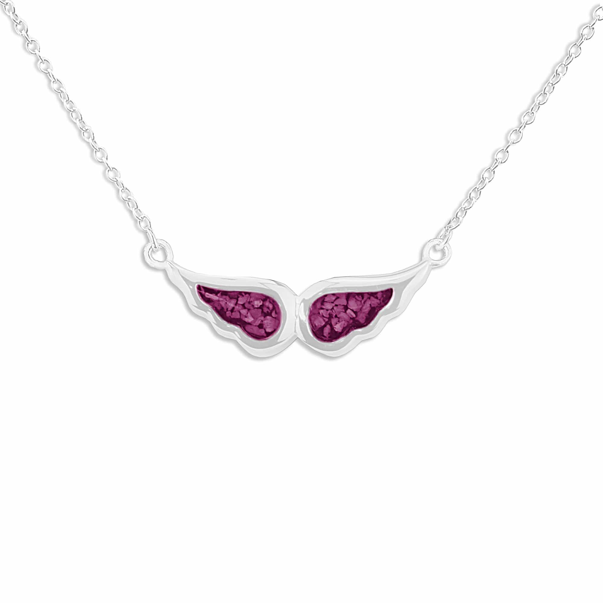 EverWith Ladies Angel Wings Memorial Ashes Necklace - Sterling Silver - Violet