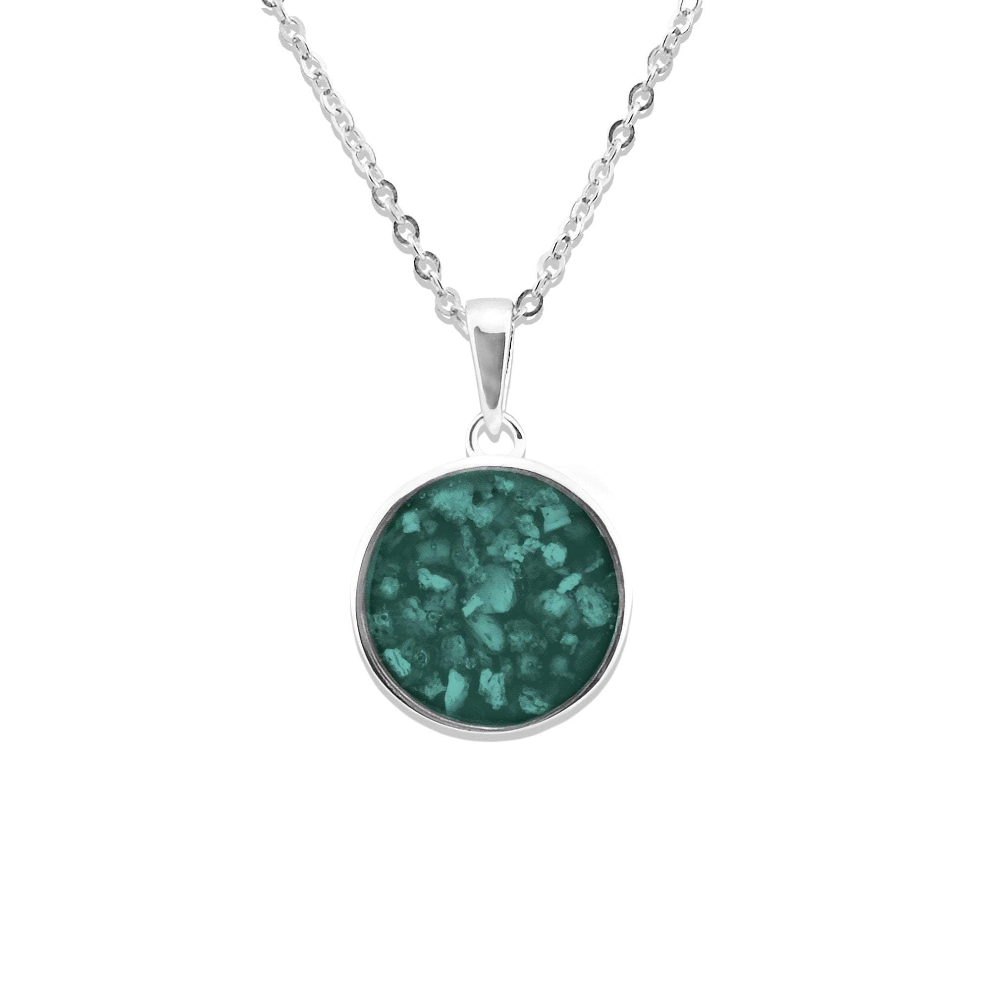 EverWith Ladies Classic Round Memorial Ashes Pendant - Sterling Silver - Aqua