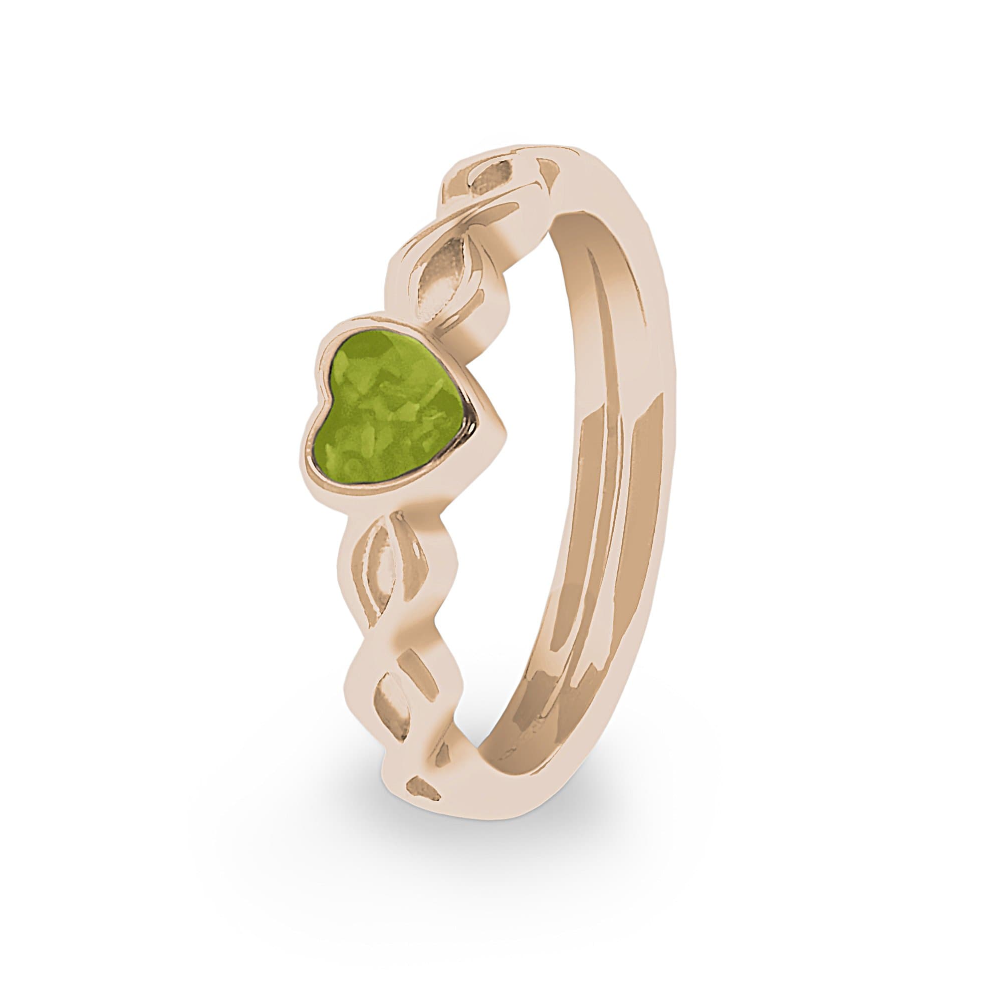EverWith Ladies Beau Memorial Ashes Ring - 9k Rose Gold - Green
