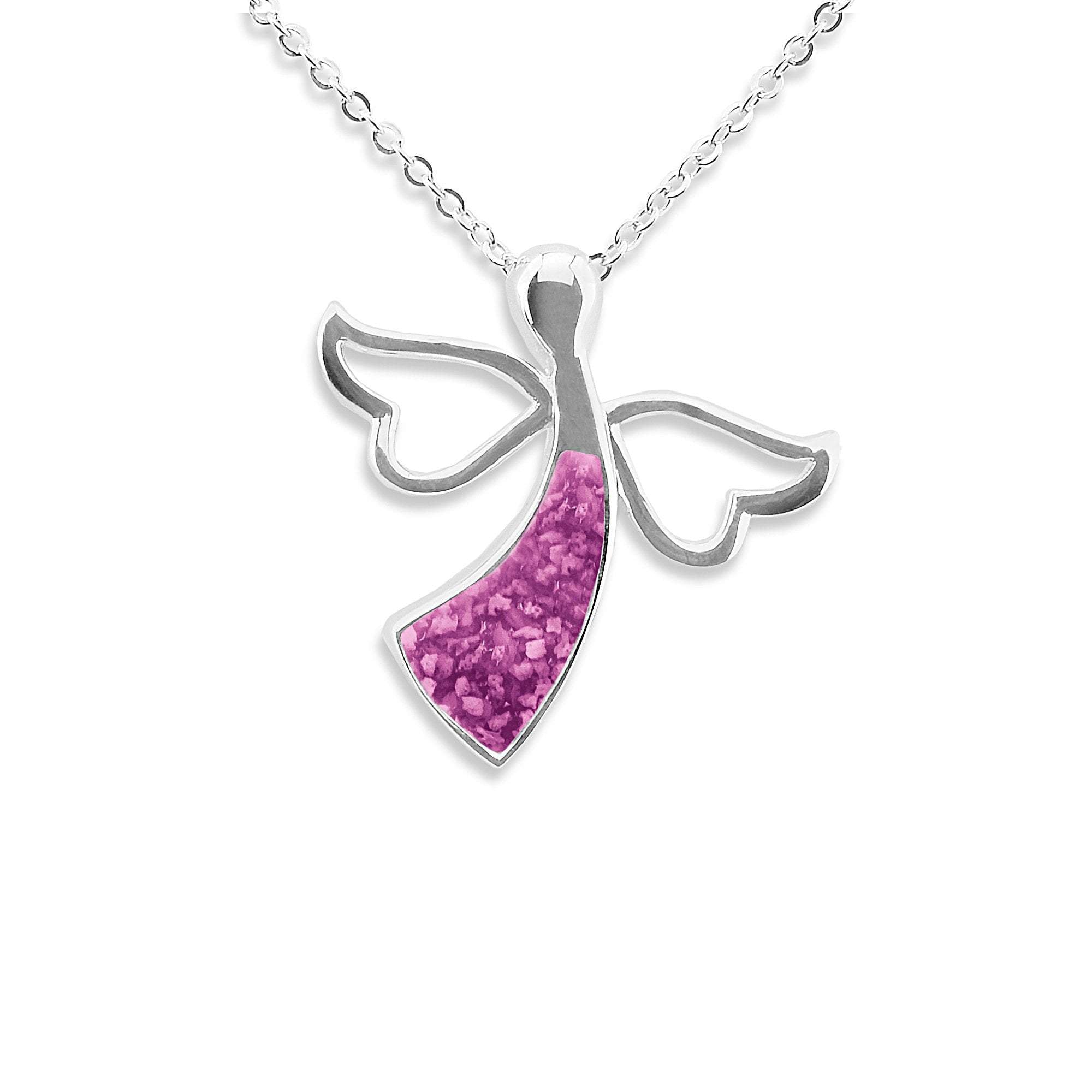 EverWith Ladies Angel Memorial Ashes Pendant - Sterling Silver - Pink