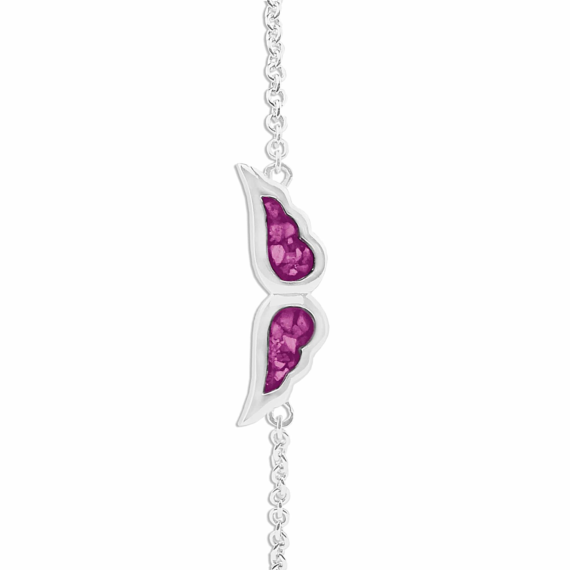 EverWith Ladies Angel Wings Memorial Ashes Bracelet - Sterling Silver - Pink