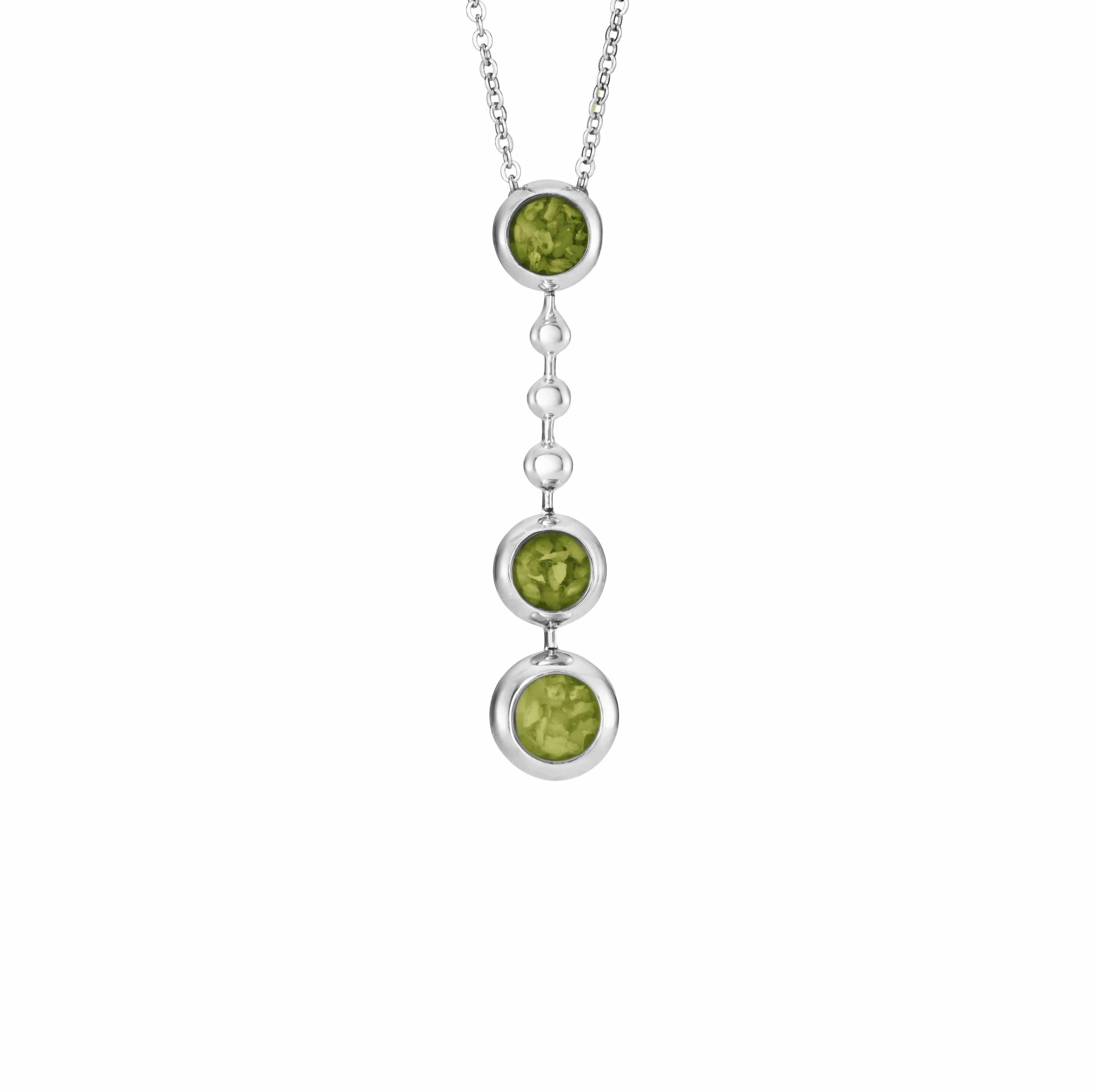 EverWith Ladies Rondure Triple Ball Drop Memorial Ashes Necklace - Sterling Silver - Green