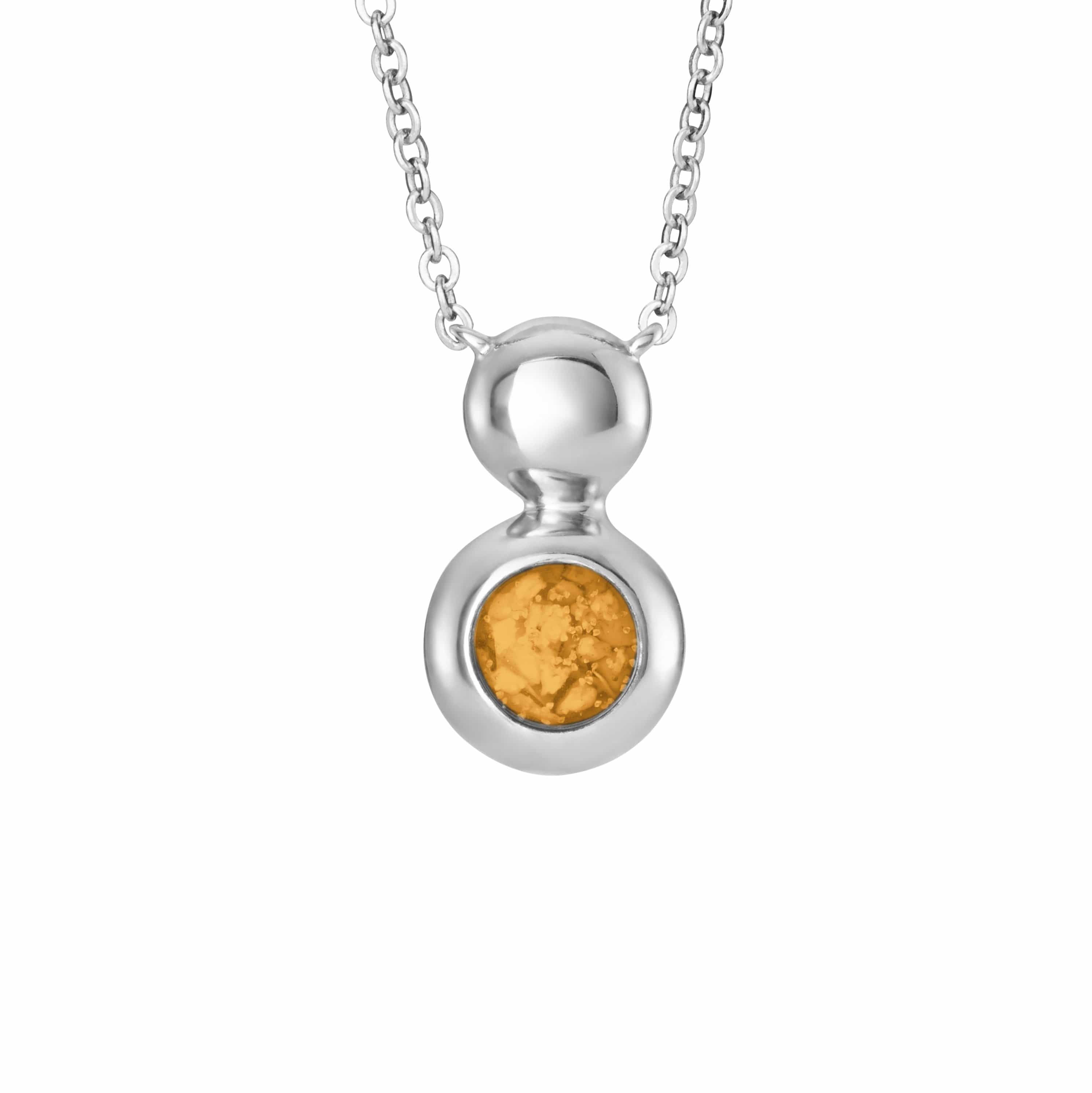 EverWith Ladies Rondure Drop Memorial Ashes Necklace - Sterling Silver - Orange