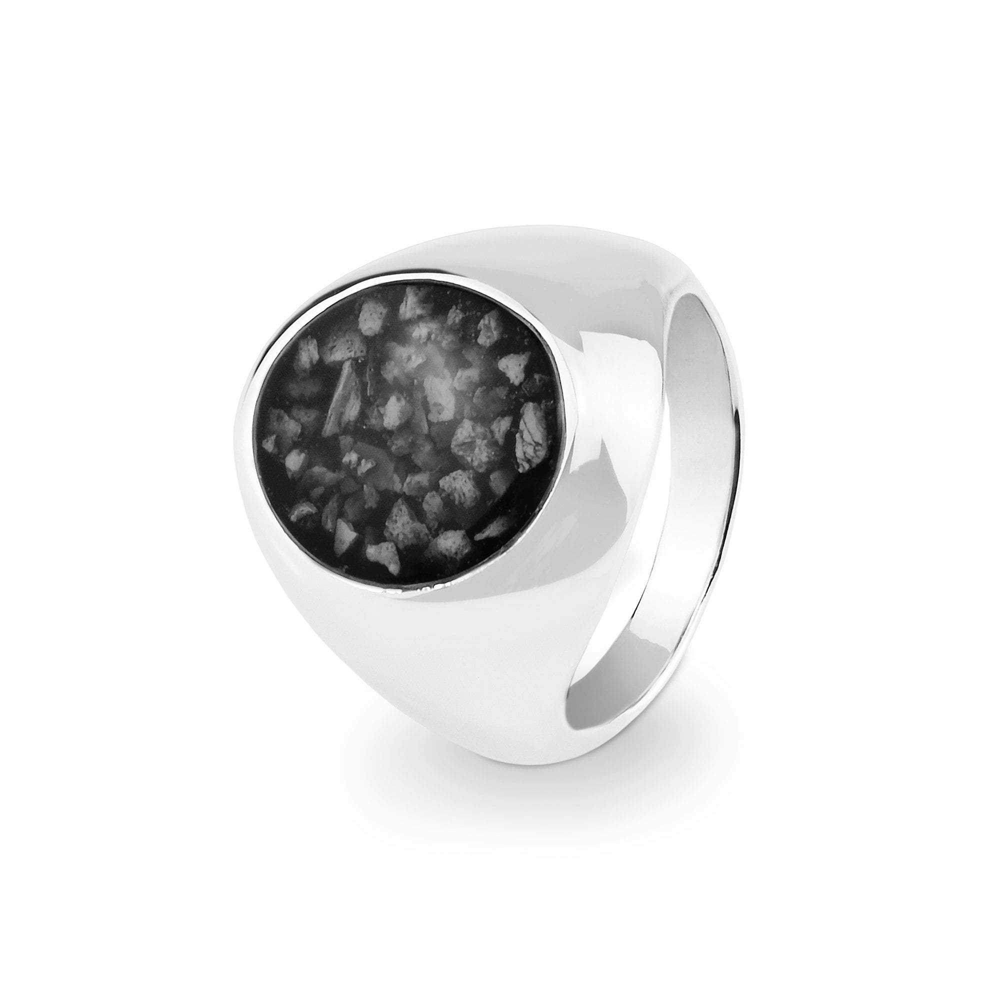 EverWith Gents Signet Memorial Ashes Ring - 9k White Gold - Black
