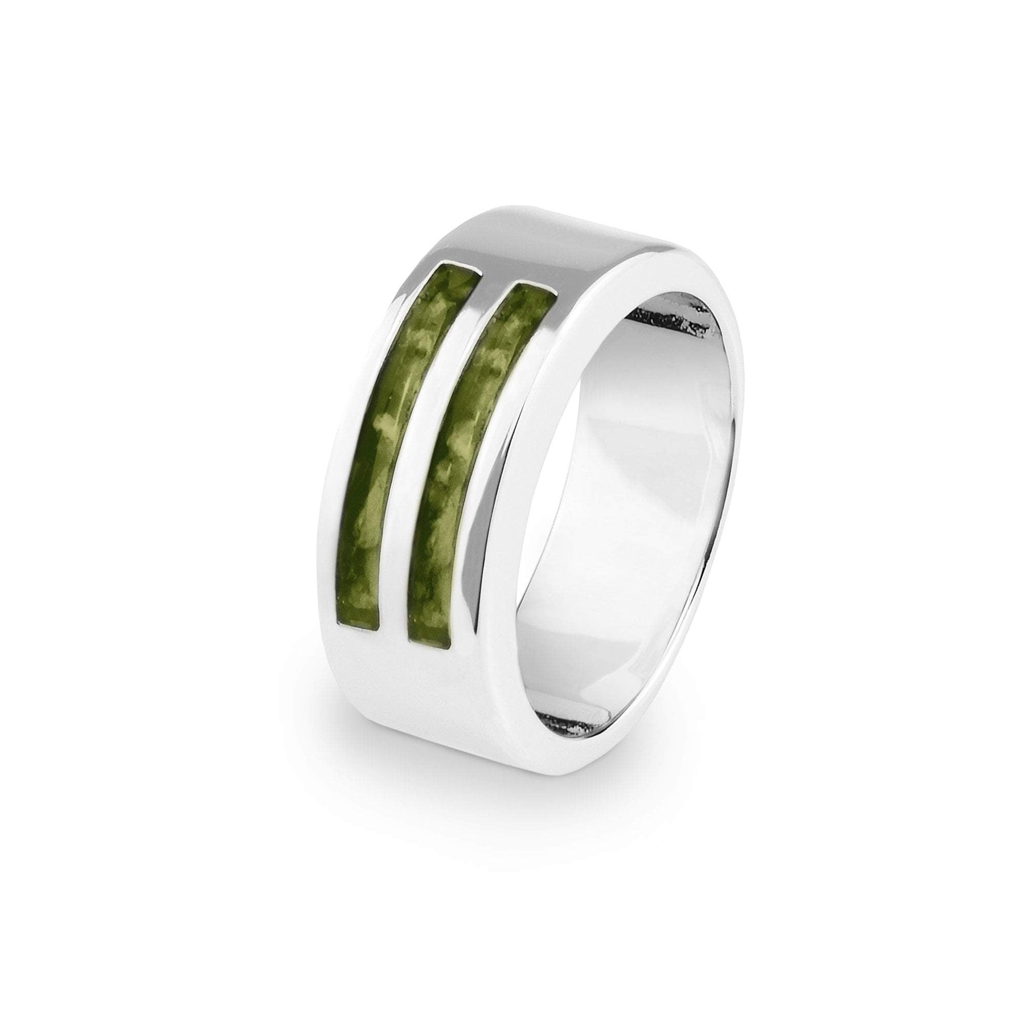 EverWith Gents Traditional Memorial Ashes Ring - Sterling Silver - Green