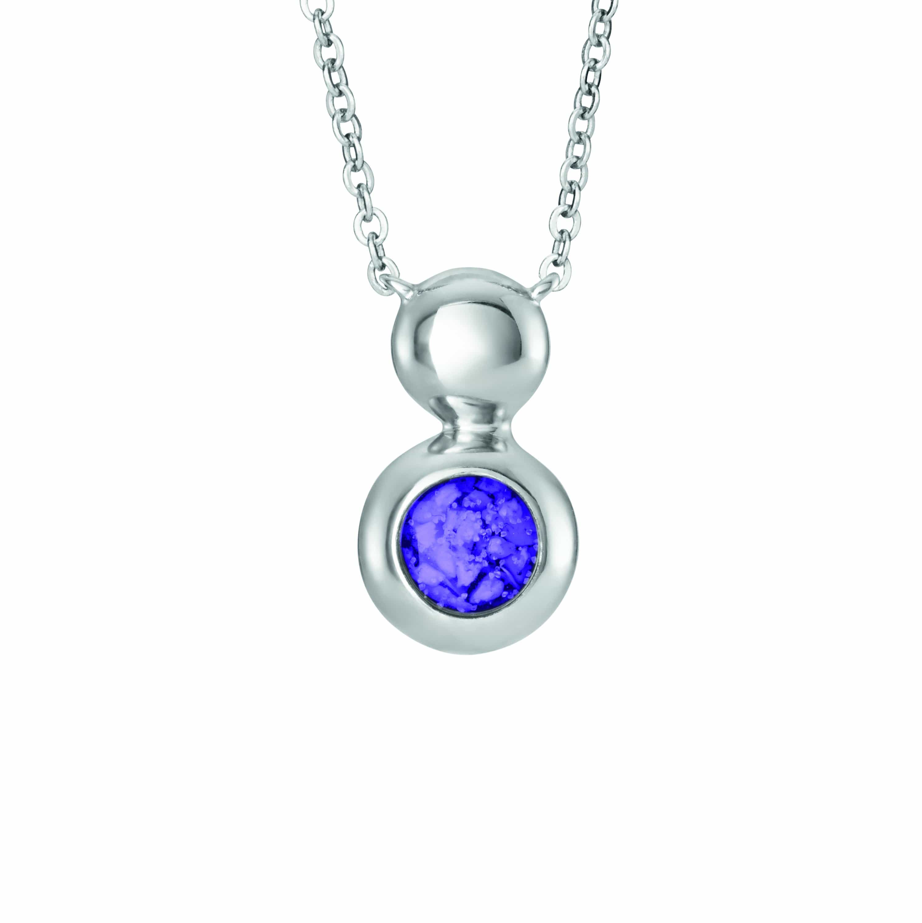 EverWith Ladies Rondure Drop Memorial Ashes Necklace - Sterling Silver - Purple