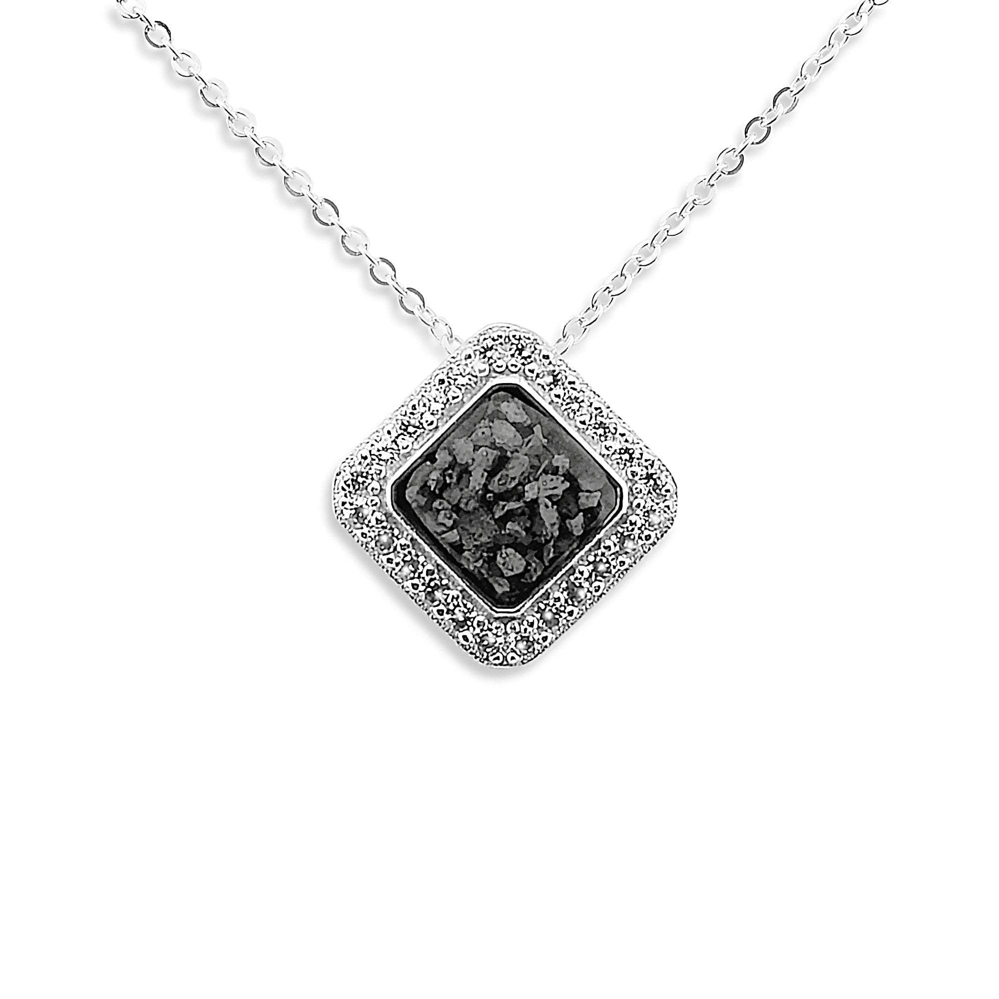 EverWith Ladies Bless Memorial Ashes Pendant with Fine Crystals - Sterling Silver - Black