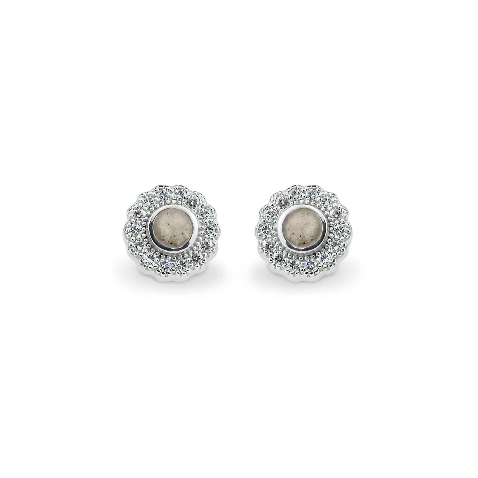 EverWith Ladies Petals Memorial Ashes Earrings with Fine Crystals - Sterling Silver - Transparent