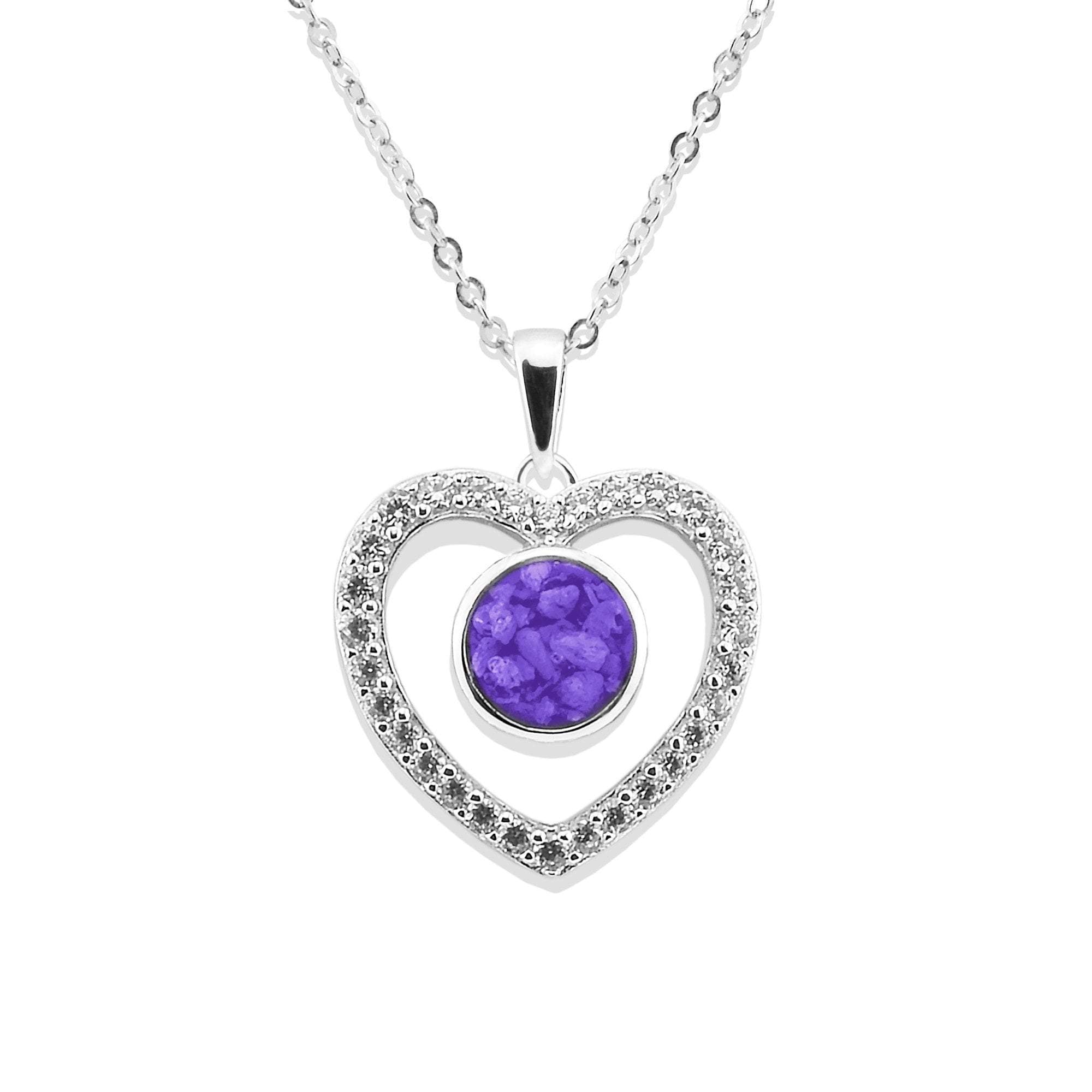 EverWith Ladies Forever Memorial Ashes Pendant with Fine Crystals - Sterling Silver - Purple