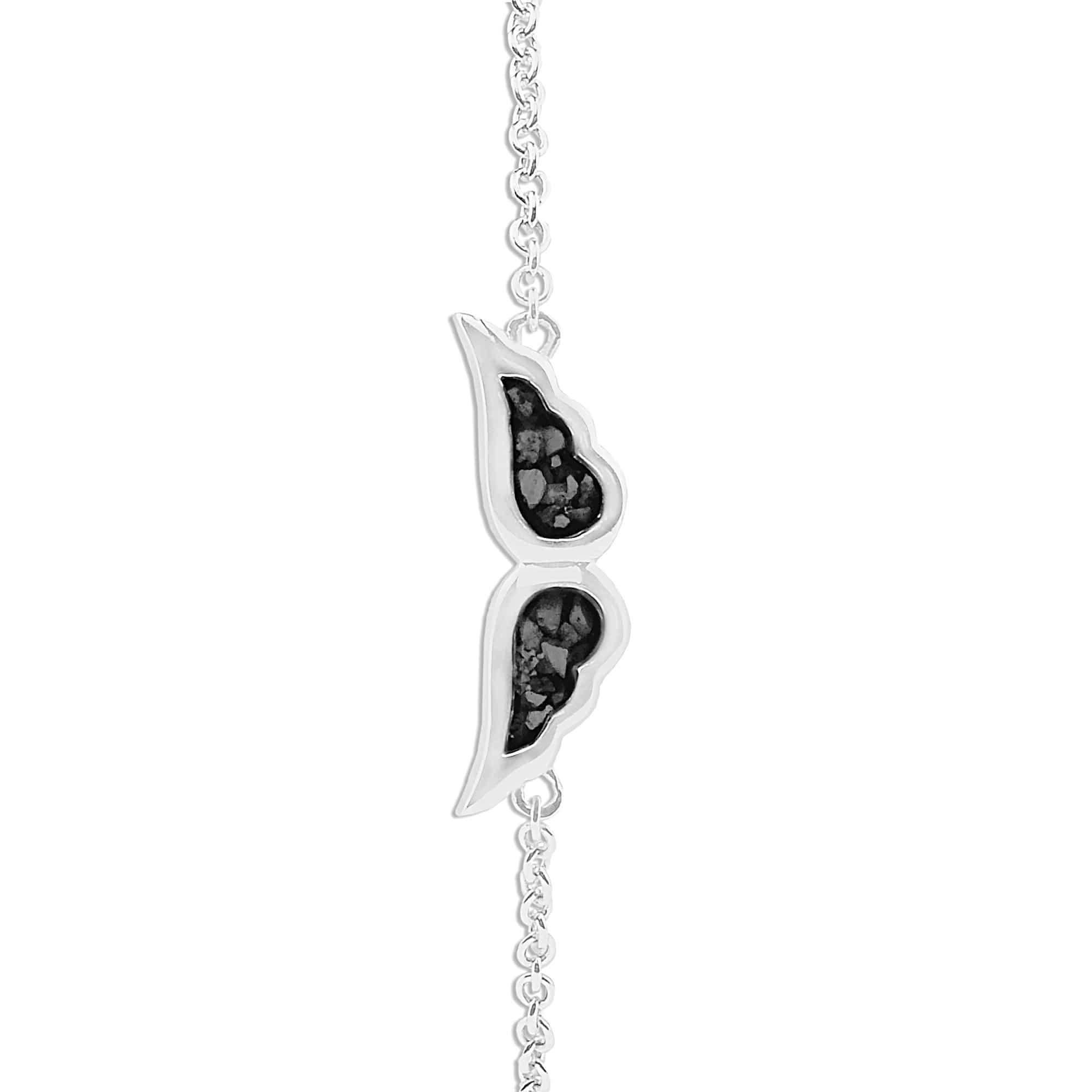 EverWith Ladies Angel Wings Memorial Ashes Bracelet - Sterling Silver - Black