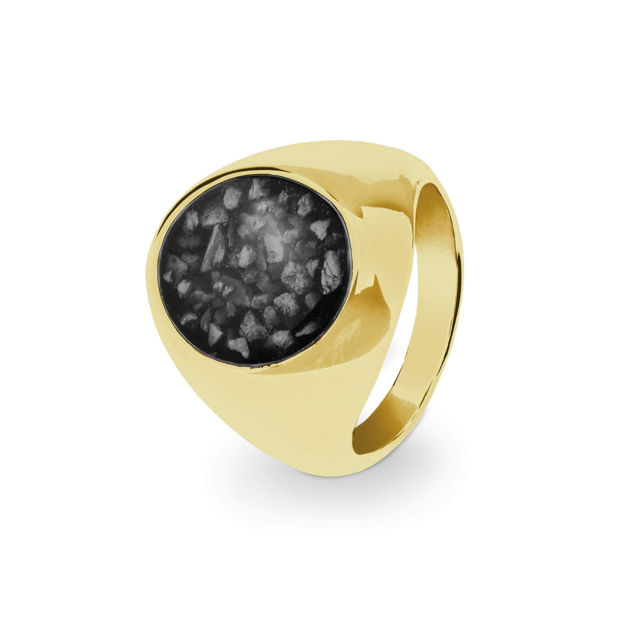 EverWith Gents Signet Memorial Ashes Ring - 9k Yellow Gold - Black