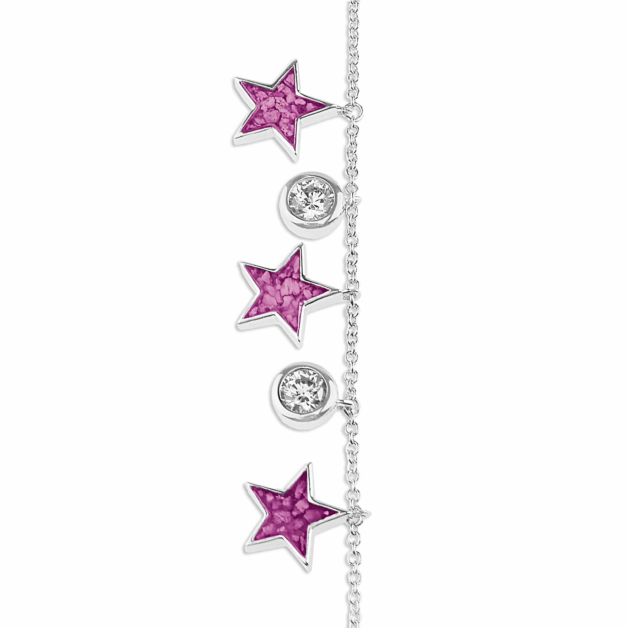 EverWith Ladies Galaxy Memorial Ashes Bracelet with Fine Crystals - Sterling Silver - Pink